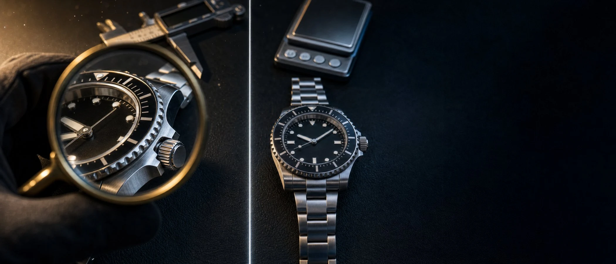 Rolex Submariner Orijinal ve Super Clone Büyüteç Altı Makro Kadran Kıyaslaması