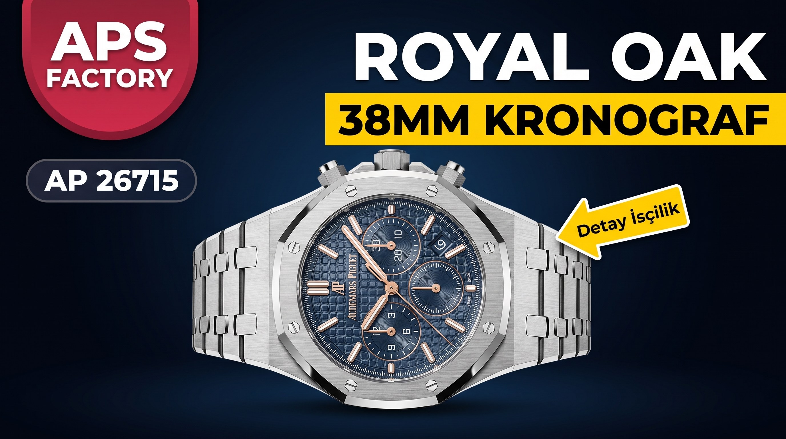 APS Factory Audemars Piguet 26715 küçük çaplı kronograf saat 38 mm — detay işçiliği nasıl?