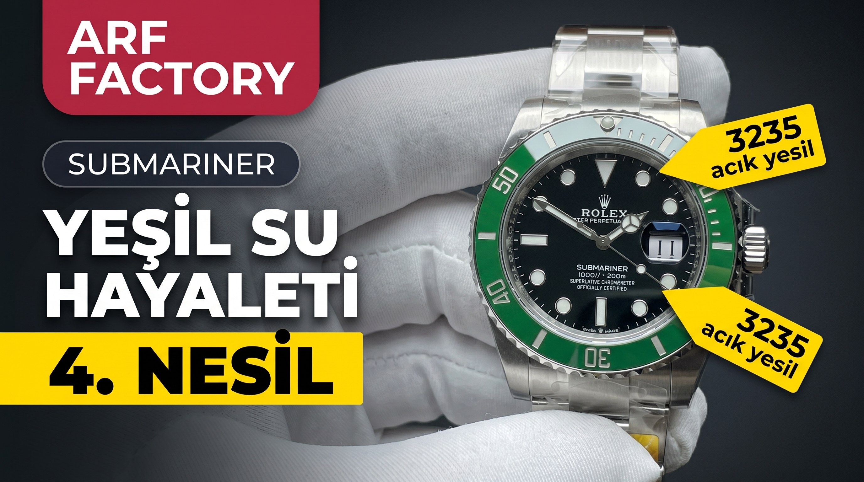 ARF Factory Rolex dördüncü nesil yeşil su hayaleti Dandong 3235 mekanizmalı, açık yeşil bezelli yeni model incelemesi