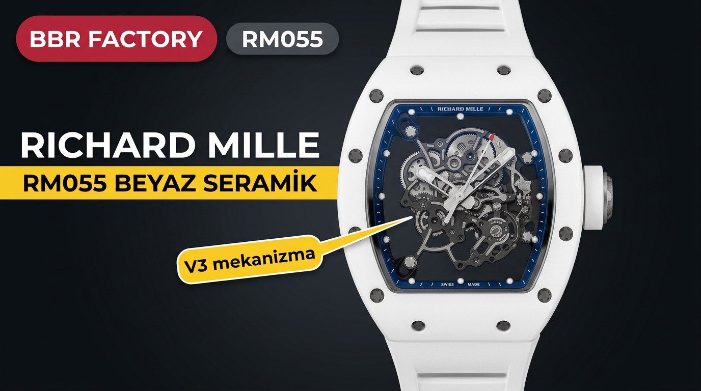 BBR Factory Richard Mille RM055 beyaz seramik V3 sürümünde mekanizma hangi noktalarda geliştirildi?