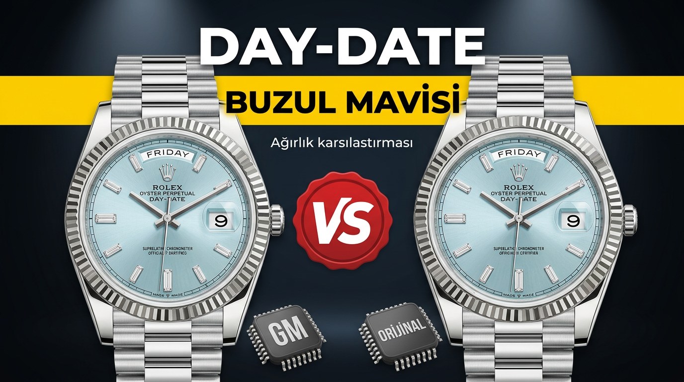 GM Factory Rolex Day-Date Buzul Mavisi Kadranlı Ağırlıklandırılmış Model ile Orijinali Arasında Kaç Gram Fark Var?