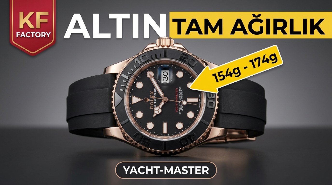 KING Factory KF Factory Replika Rolex Altın Yacht-Master Ağırlıklandırılmış Tam Ağırlık Versiyonu 154 Gram 174 Gram
