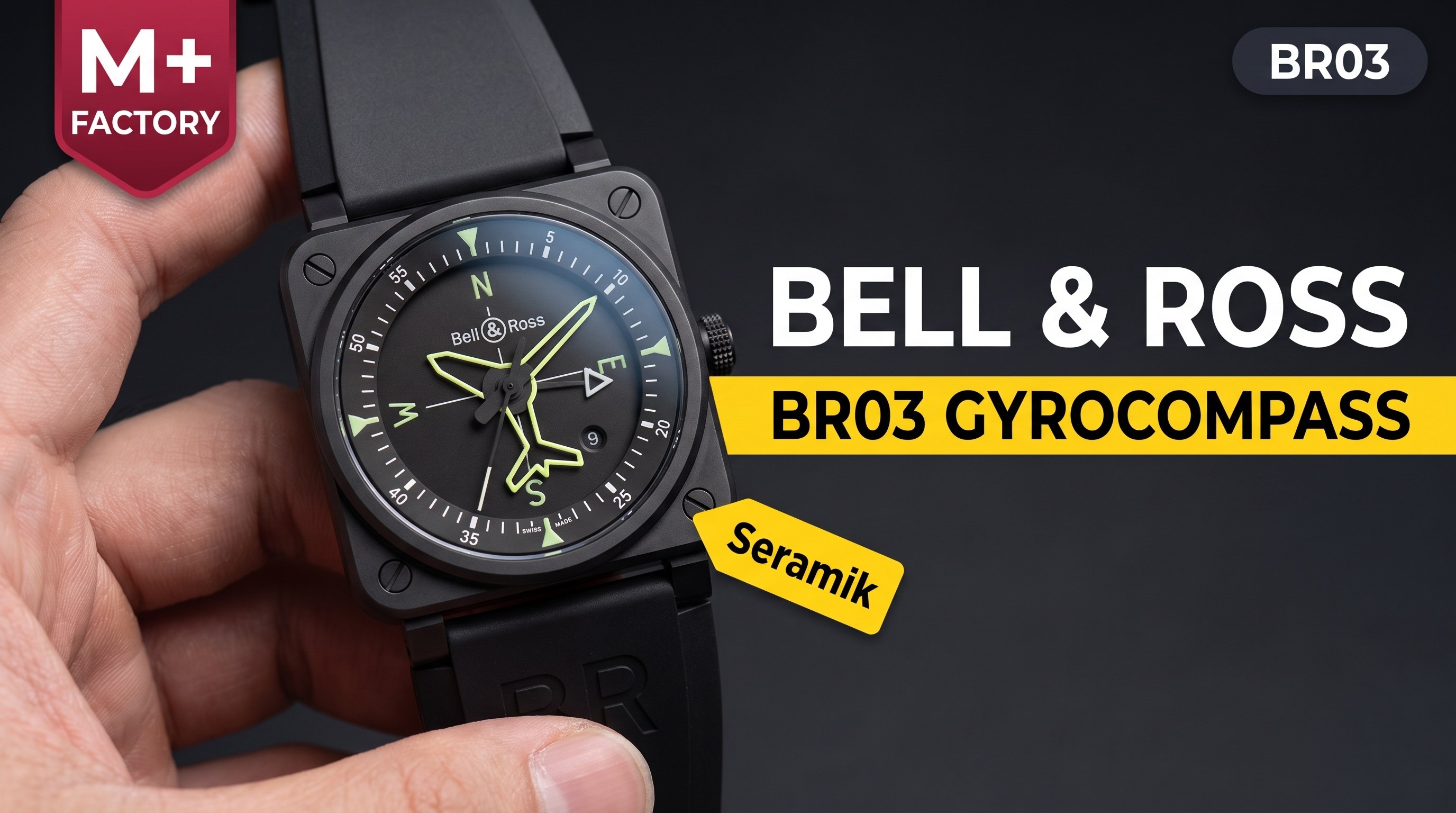 M+ Factory Replika Bell Ross BR03 Gyrocompass Seramik Saat
