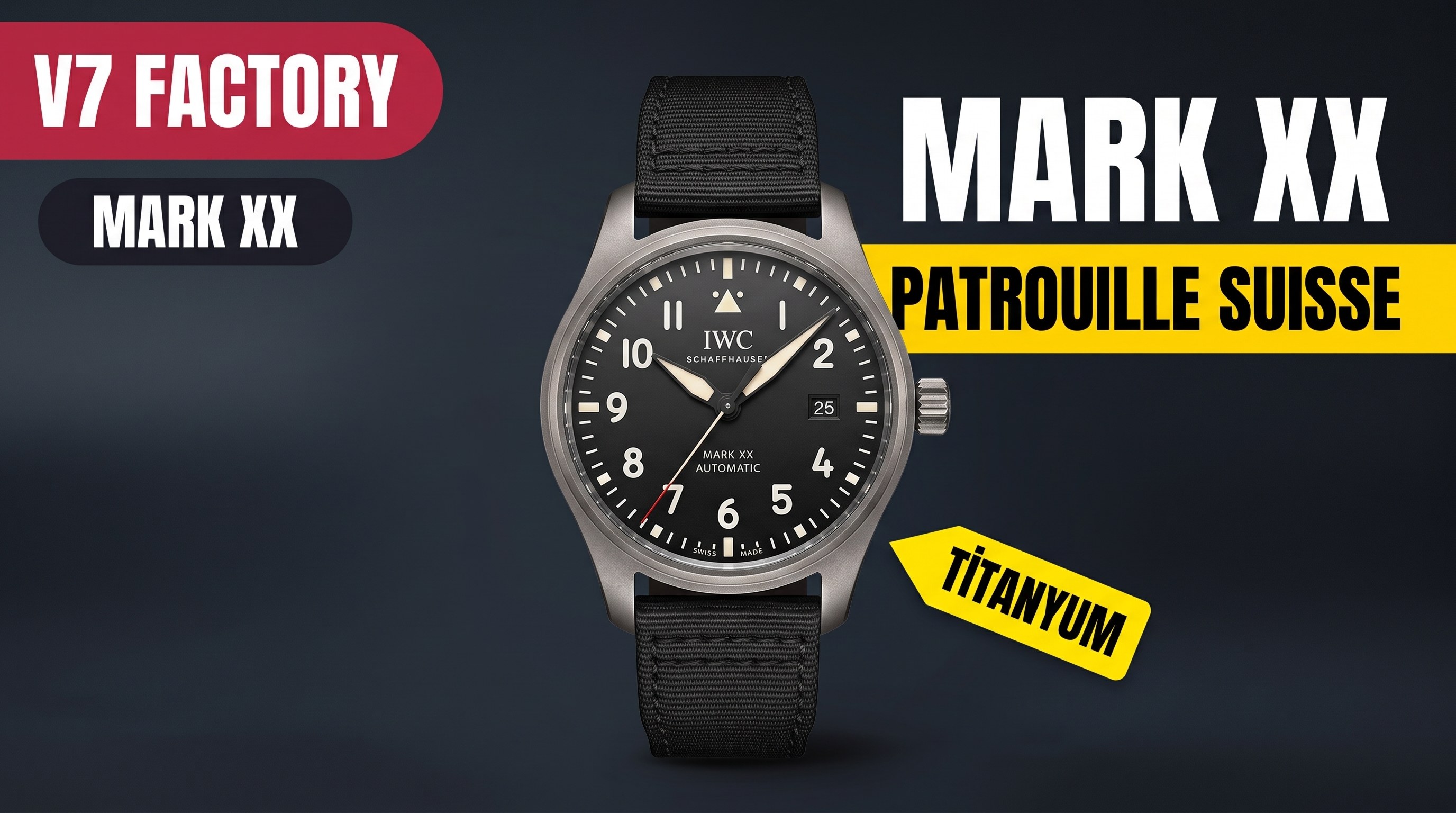 V7 Factory Replica IWC Mark XX Patrouille Suisse Titanyum Saat