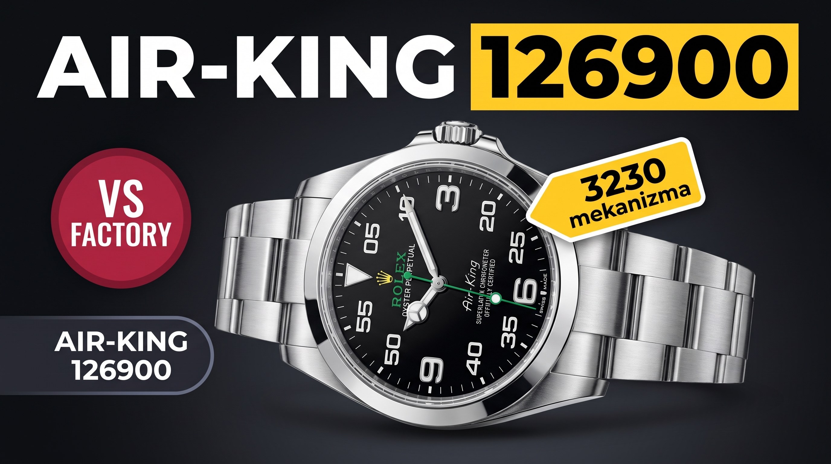 Super Clone 3230 Mekanizmalı VS Factory Replika Rolex Air King 126900