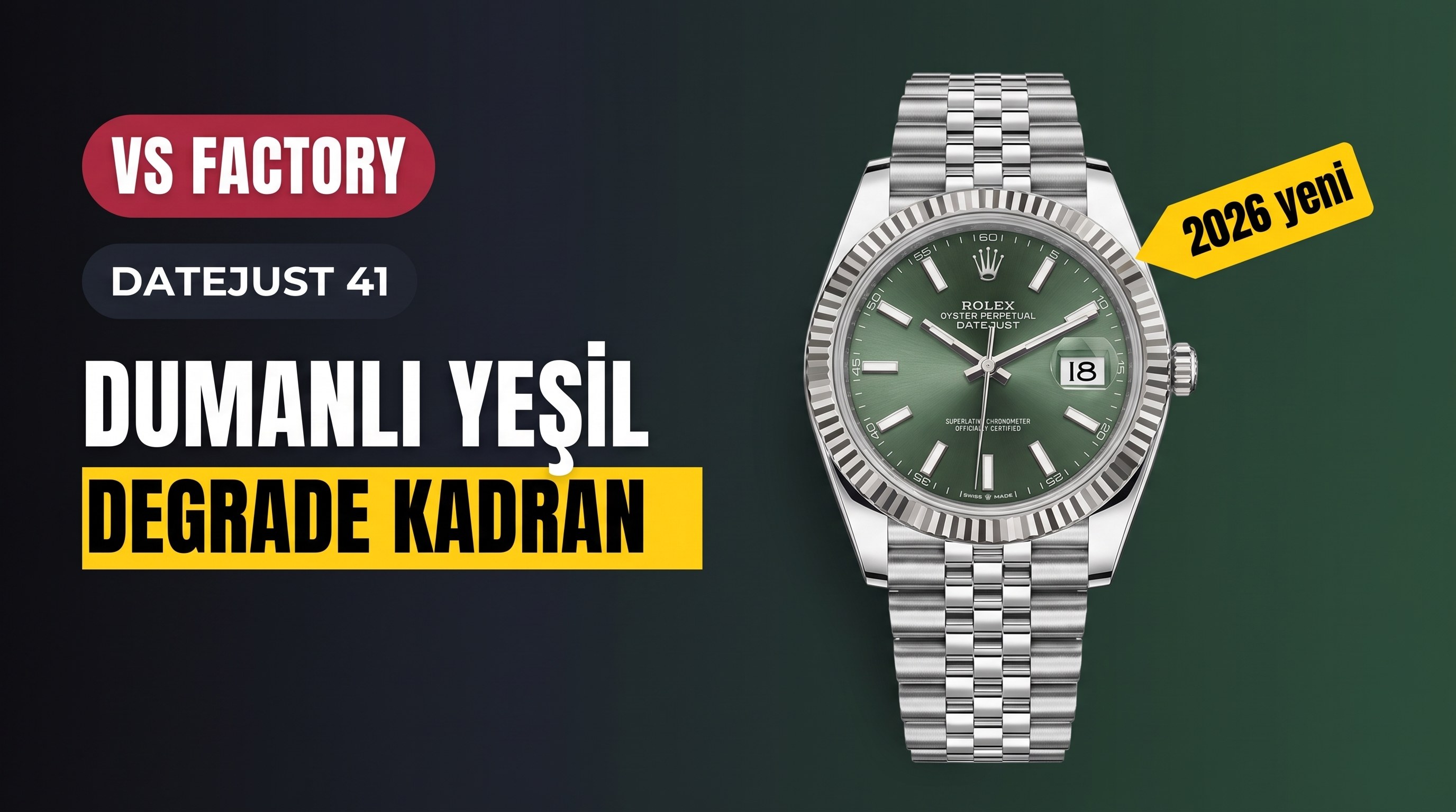 Wie ist die Verarbeitung der neuen VS Factory Rolex Gradient Smoky Green 41 Datejust aus dem Jahr 2026?