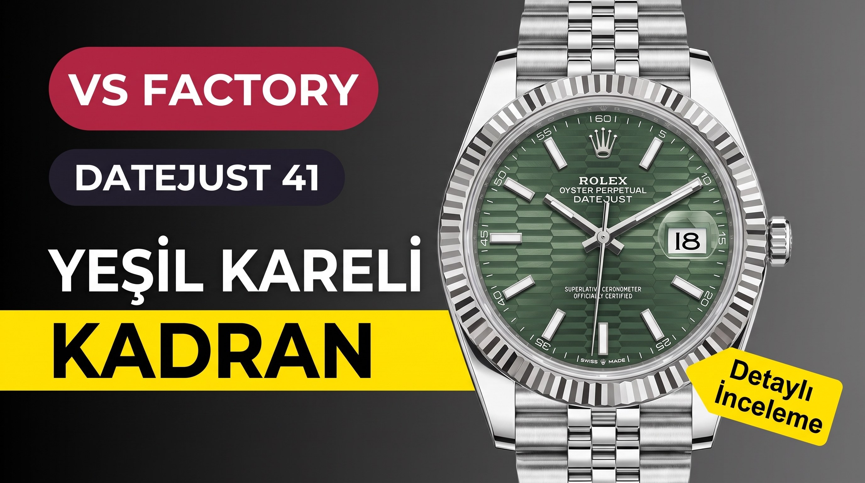 Vs Factory Rolex 41 Datejust Yesil Kareli Kadran...