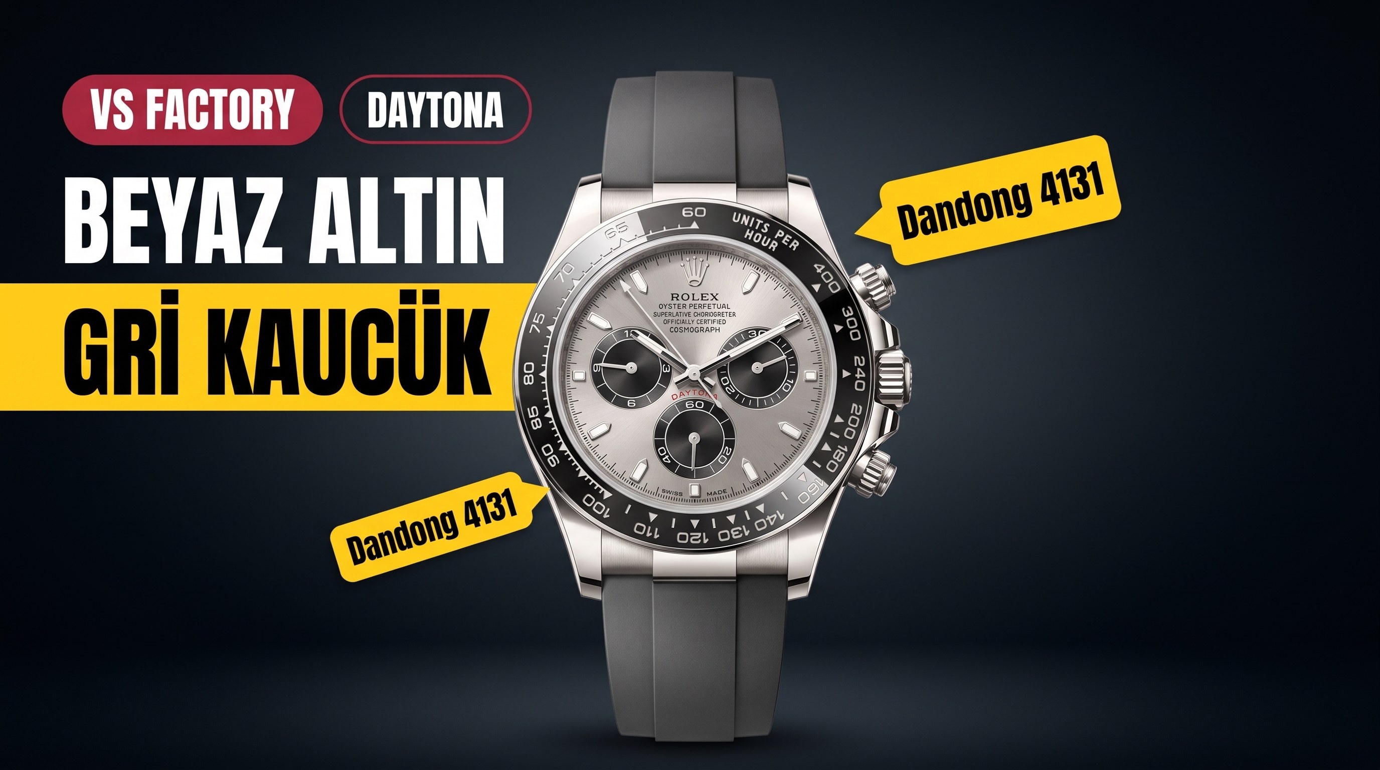 VS Factory Rolex ağırlık dengeli gri kauçuk kayışlı Daytona / beyaz altın Daytona, Dantong 4131 mekanizma 137 gram işçilik nasıl?