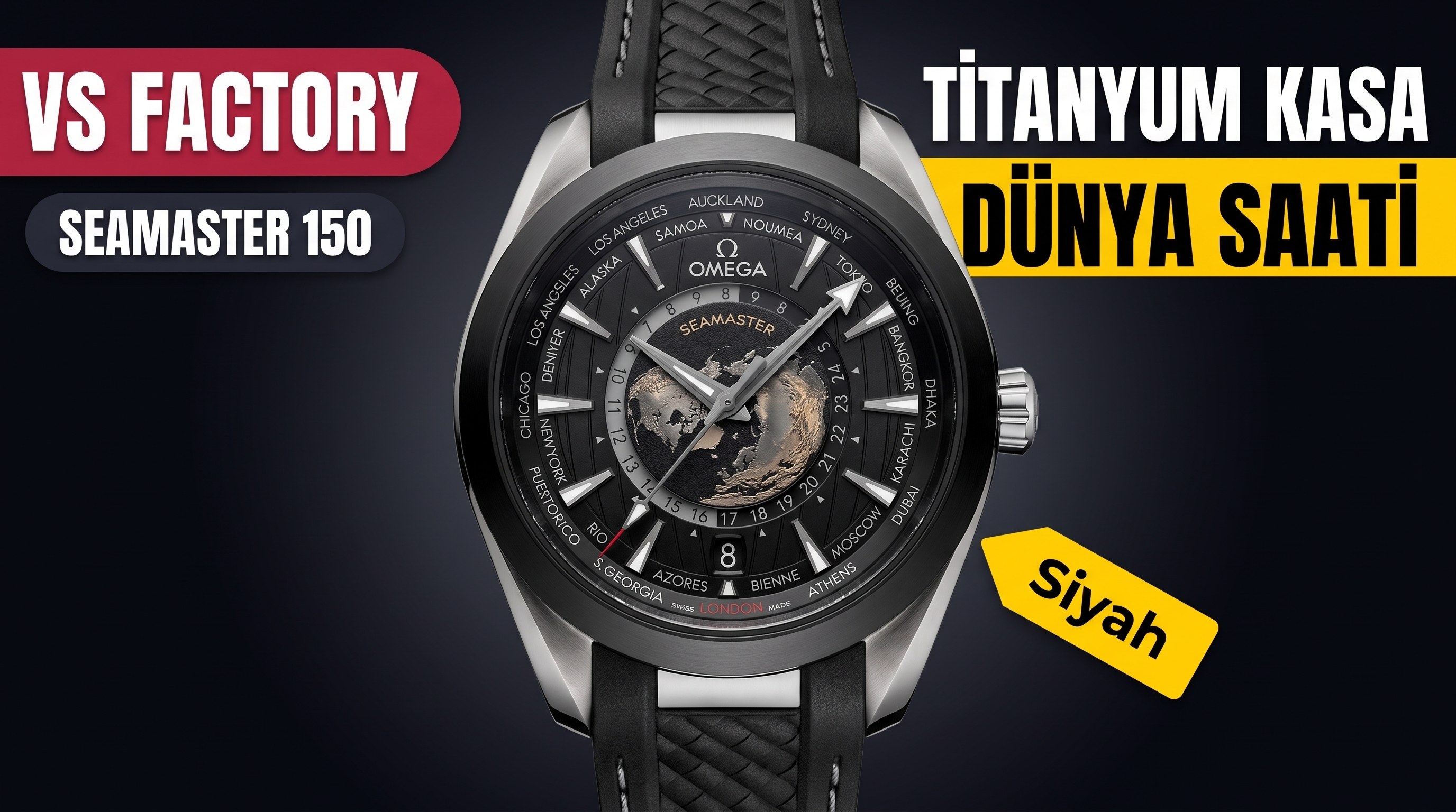 Vs Factory Seamaster 150 Titanyum Kasa Siyah Dun...