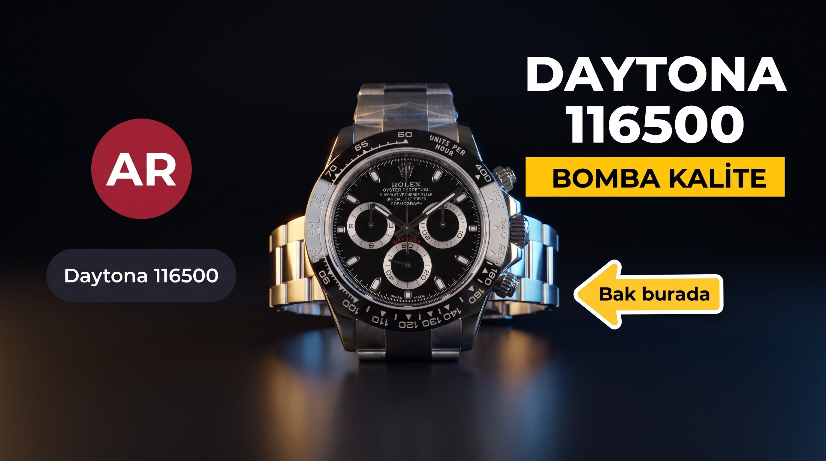 AR Factory Replica Rolex Daytona 116500 Seramik Saat, 904L Kasa ve Super Clone 4130 Mekanizma