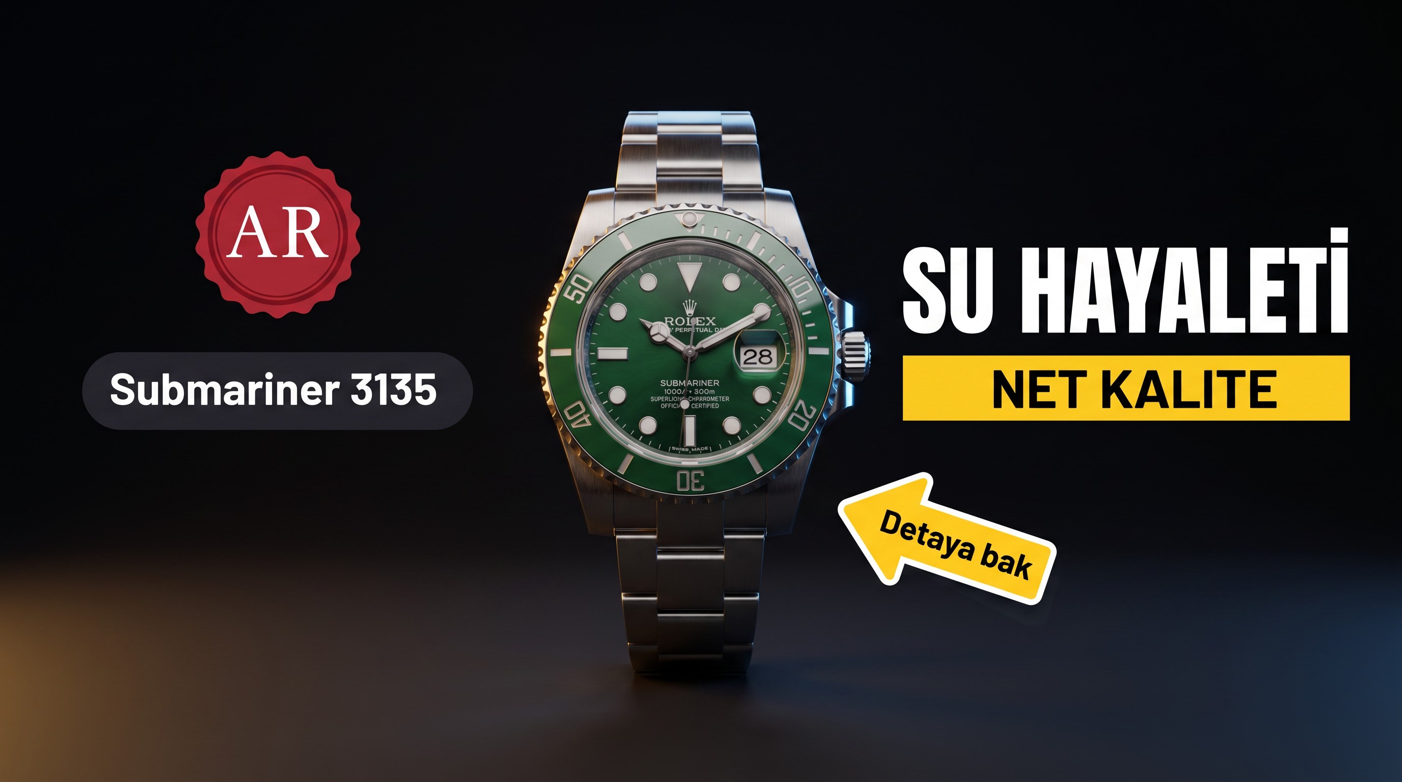 AR Factory SUB Rolex Yeşil Su Hayaleti 3135 Mekanizma V2 Versiyon Replika İnceleme