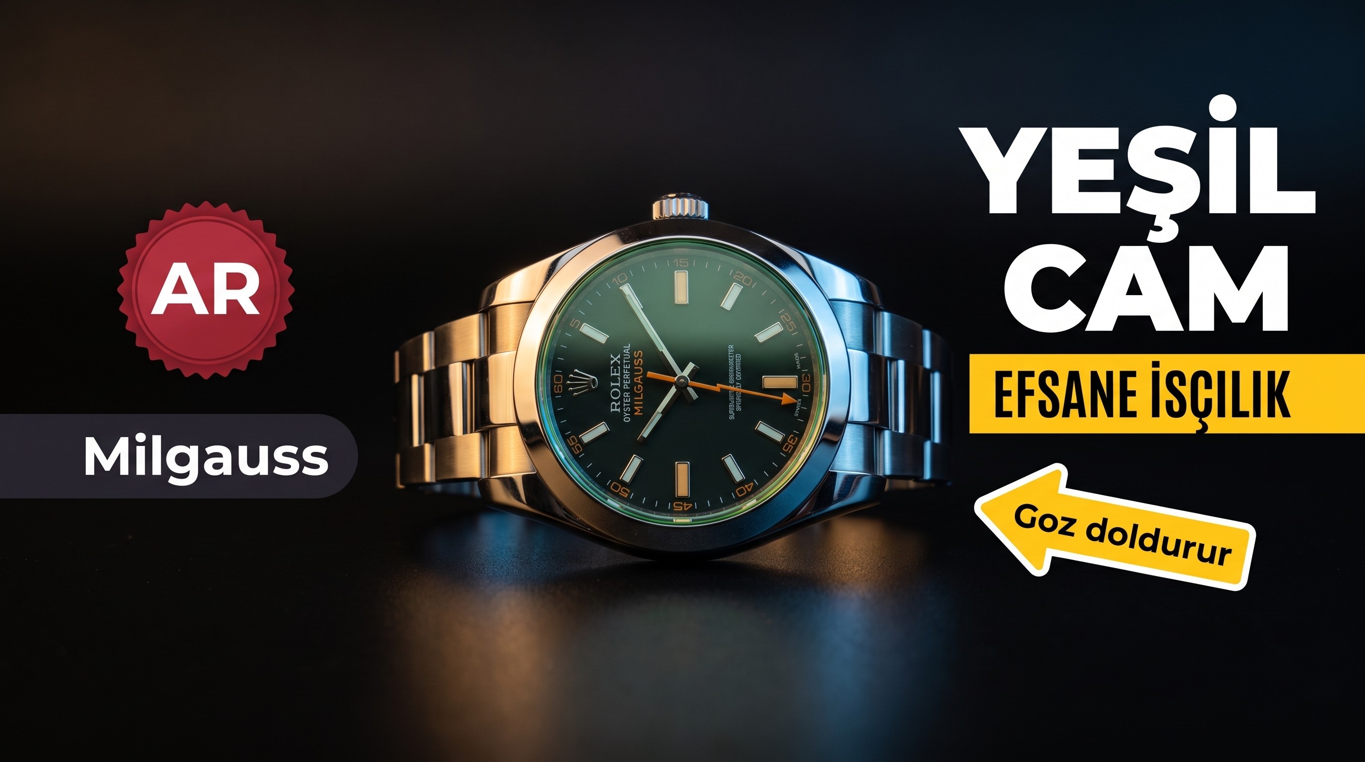 AR Factory Rolex şimşek yeşil cam saat incelemesi