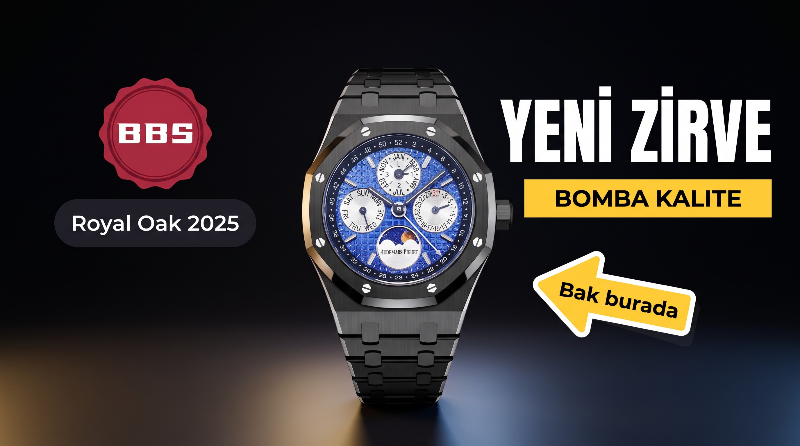 Audemars Piguet replikada yeni bir zirve: BBS Factory 2025 iddialı sunumuyla karşınızda — Royal Oak Perpetual Calendar V2 yükseltilmiş sürüm, replikanın zirvesini yeniden tanımlıyor! - Ön Görünüm ve Kasa Tasarımı