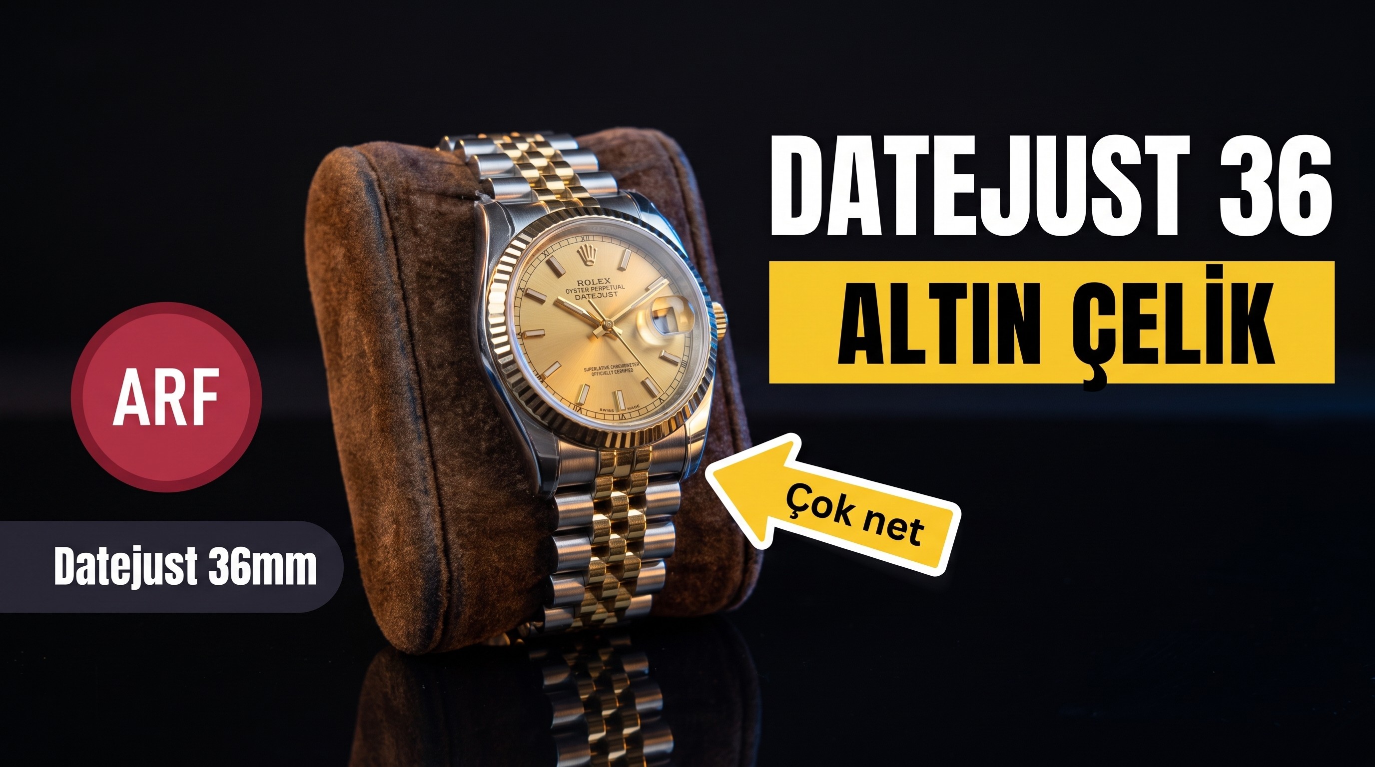 ARF Factory V2 Edition Replika Rolex Datejust 36 mm Two Tone Sarı Altın ve Clone SH3135 Mekanizma
