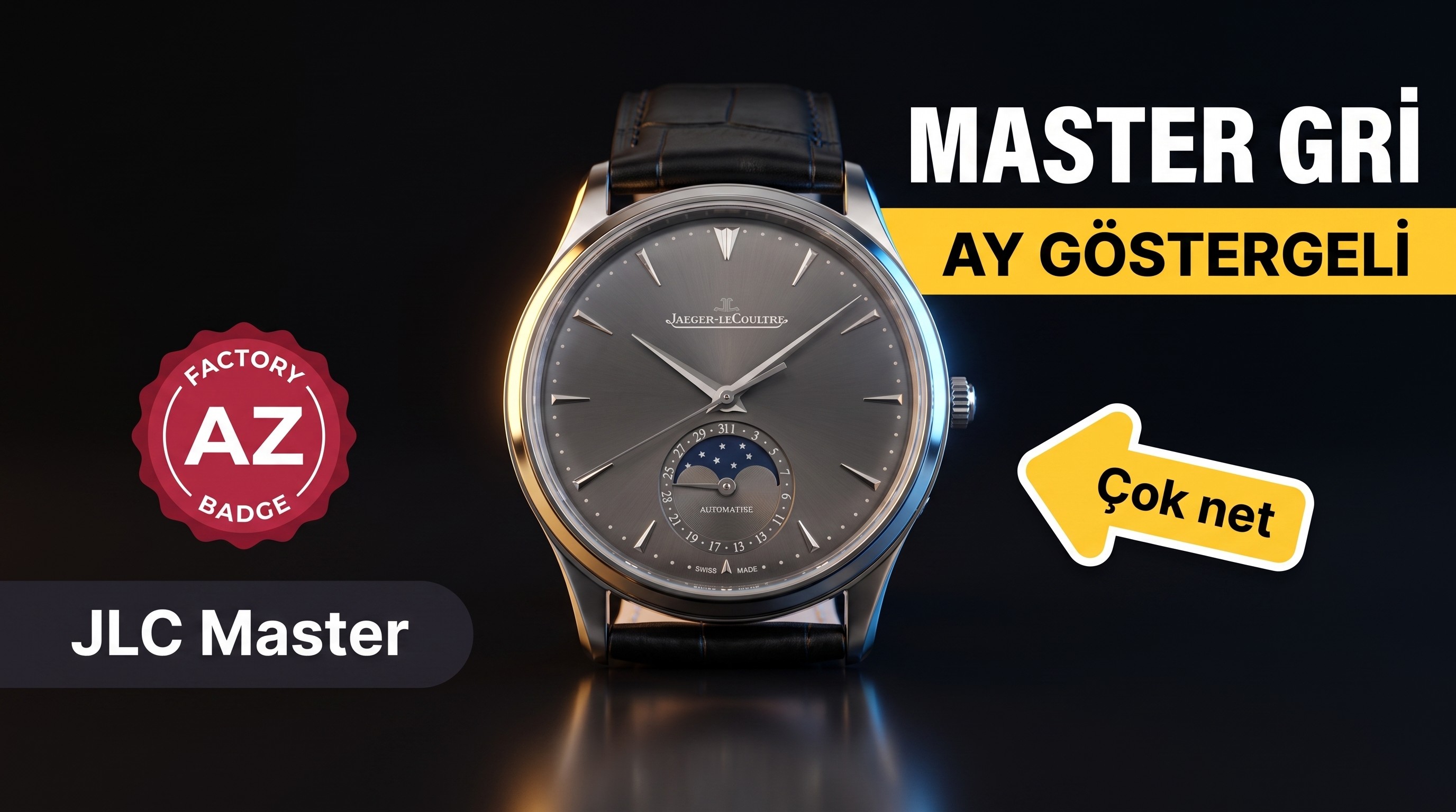 AZ Factory Jaeger-LeCoultre ay göstergeli Master 1363540 gri kadran