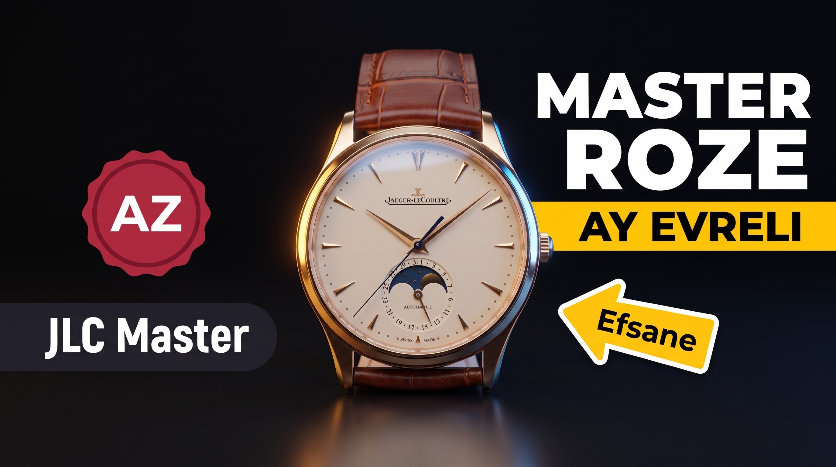AZ Factory Jaeger-LeCoultre ay evreli Master q1362520 roze altın beyaz kadran