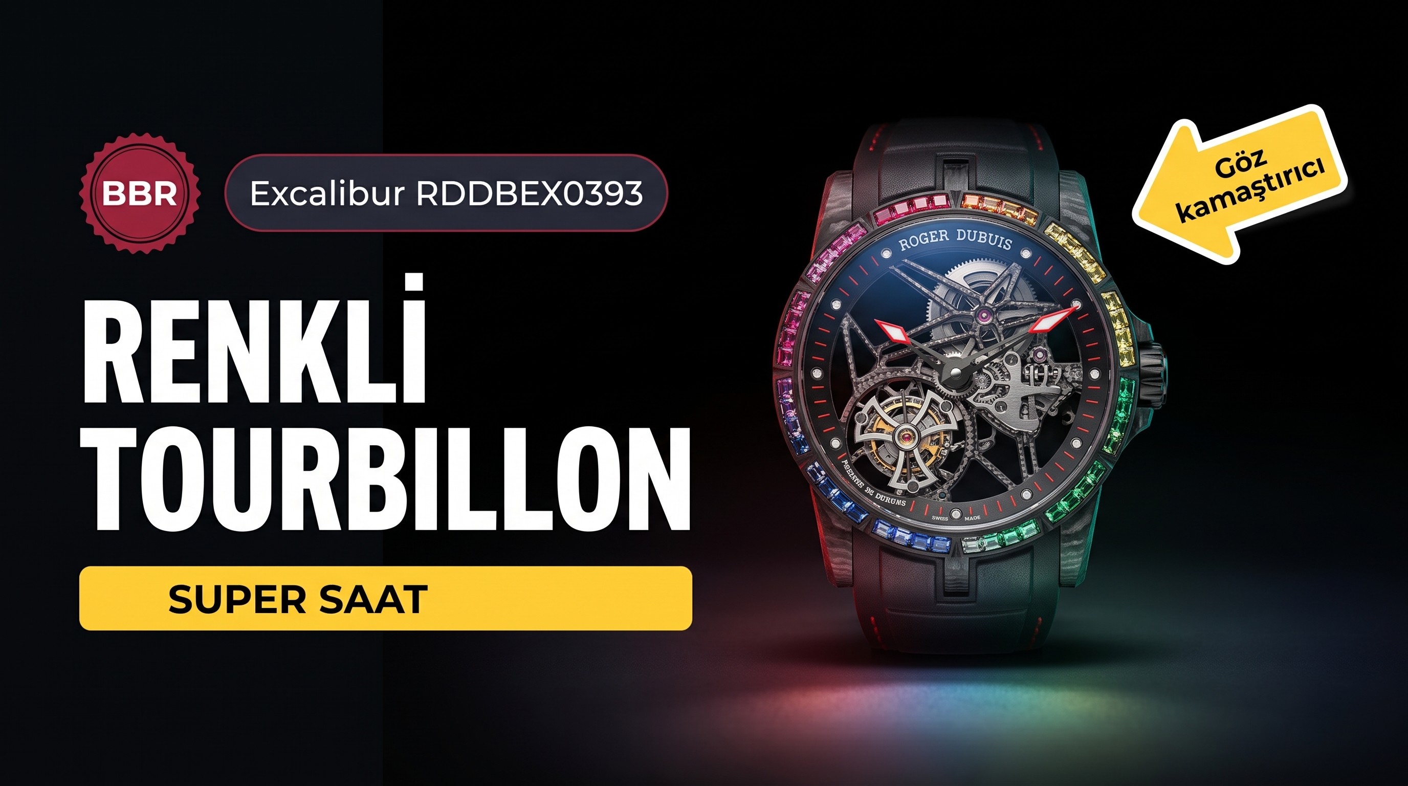 BBR Factory Roger Dubuis Renkli Tourbillon RDDBEX0393 Süper Saat
