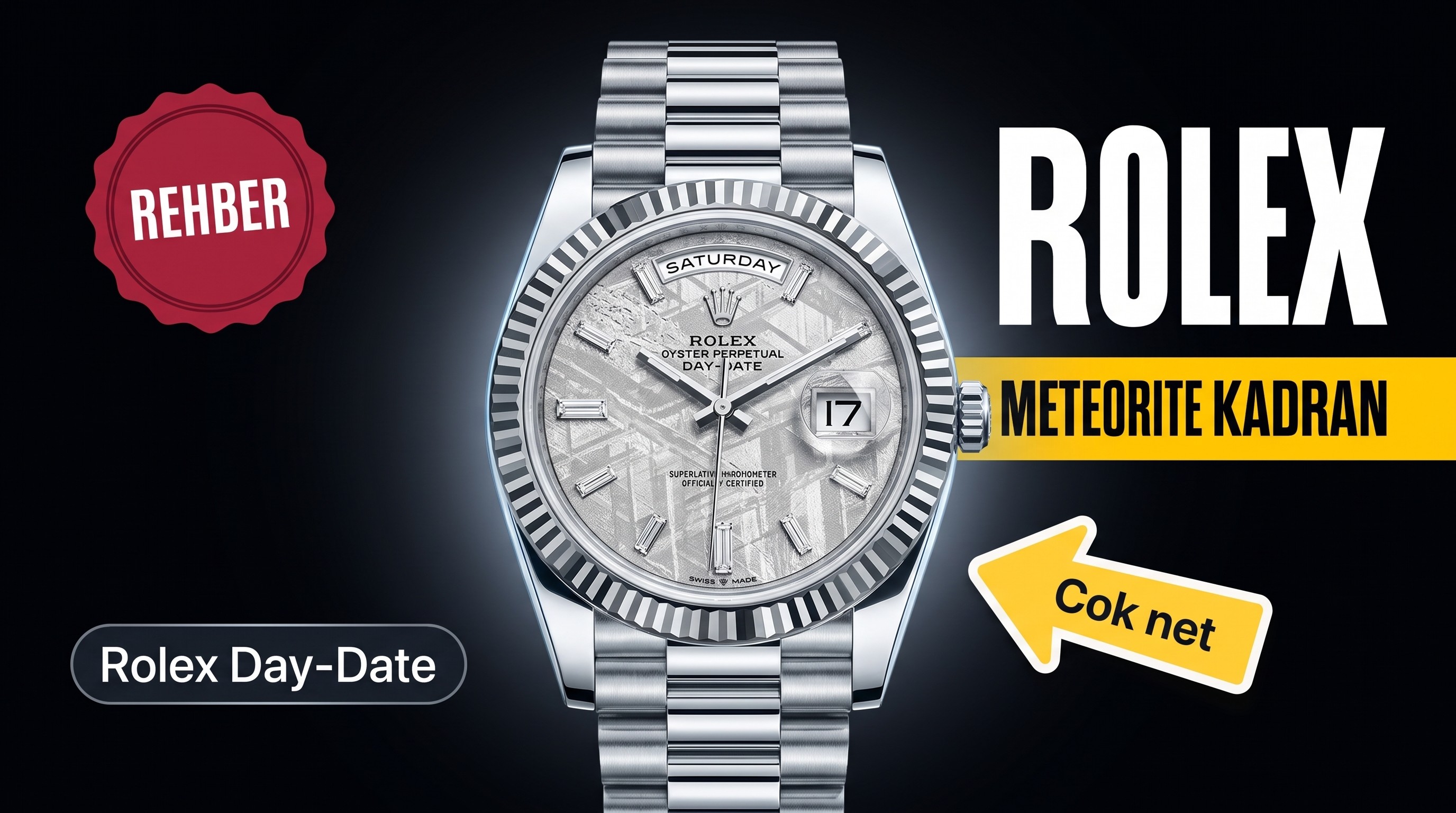 Beyaz Altın Rolex Day-Date 40 mm Meteorite Kadran İncelemesi