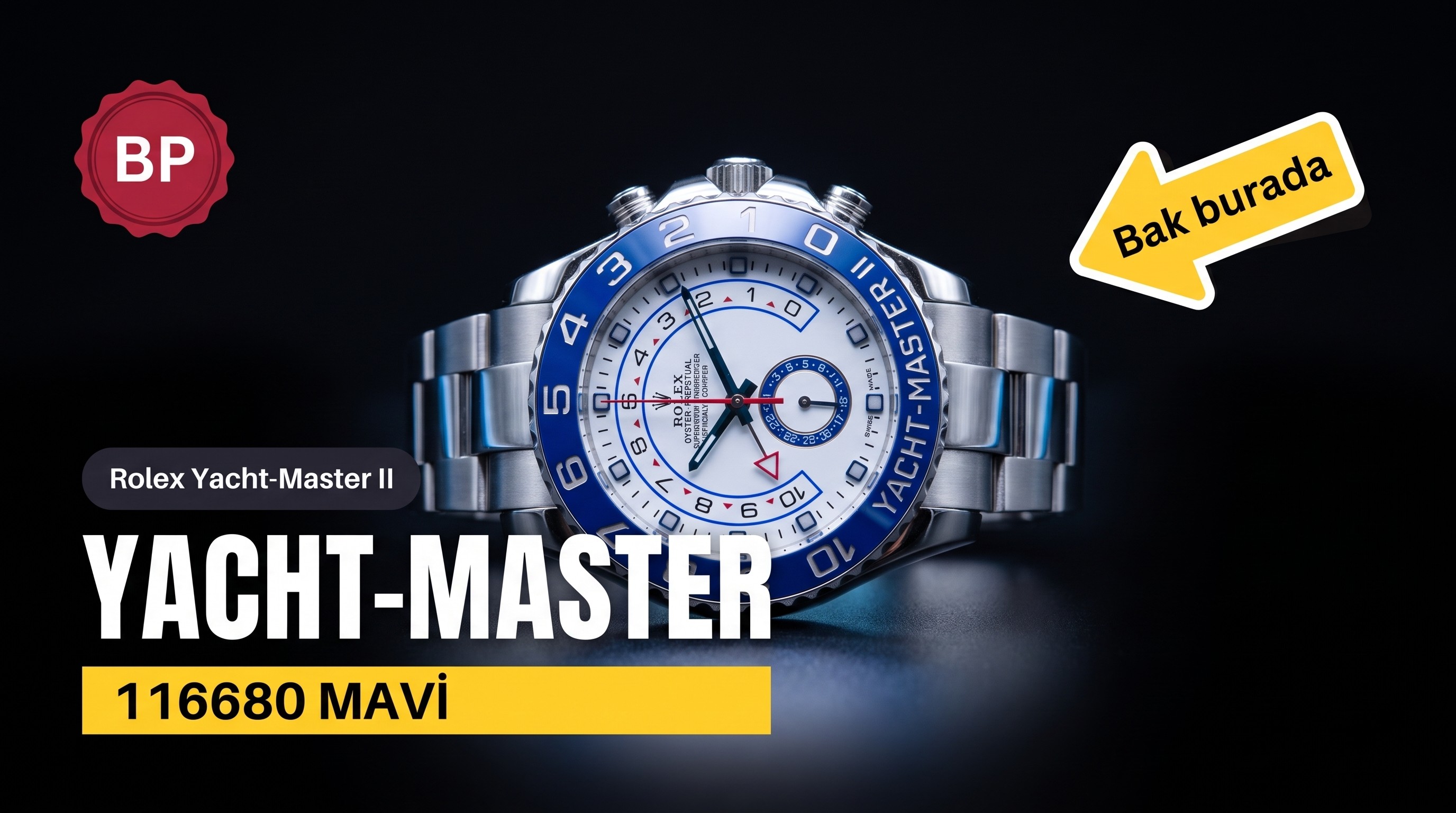 BP Factory Fabrikasından Replika Rolex Yacht-Master II 116680 Mavi Saat