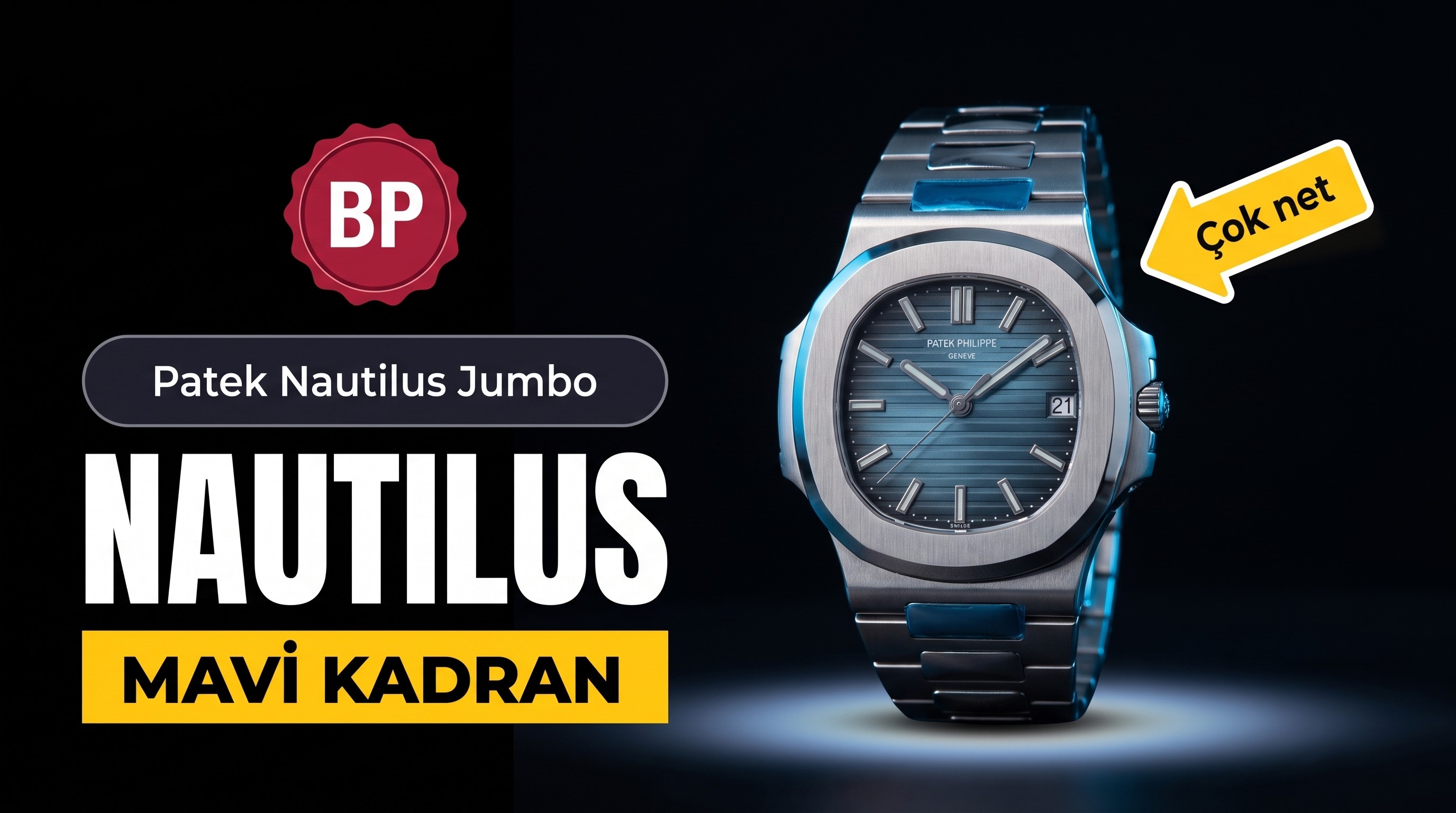 BP Factory Yapımı Replika Patek Philippe Nautilus Jumbo Mavi Kadranlı Saat
