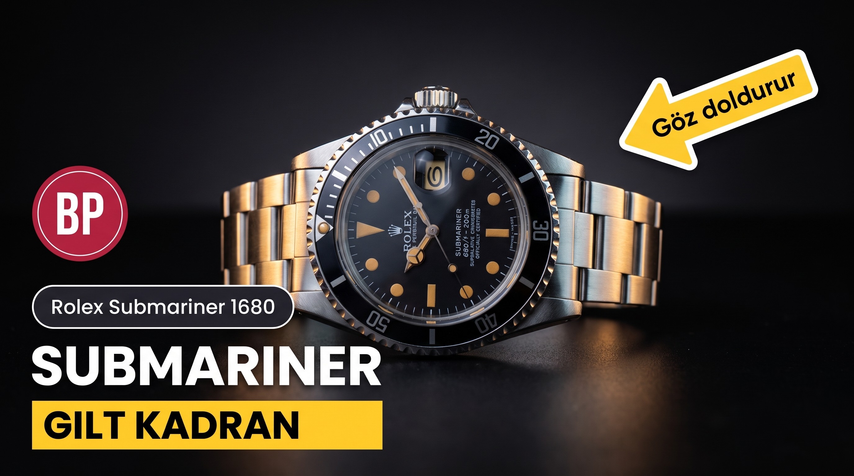 BP Facttory Vintage Replika Rolex Submariner 1680 Gilt Kadran