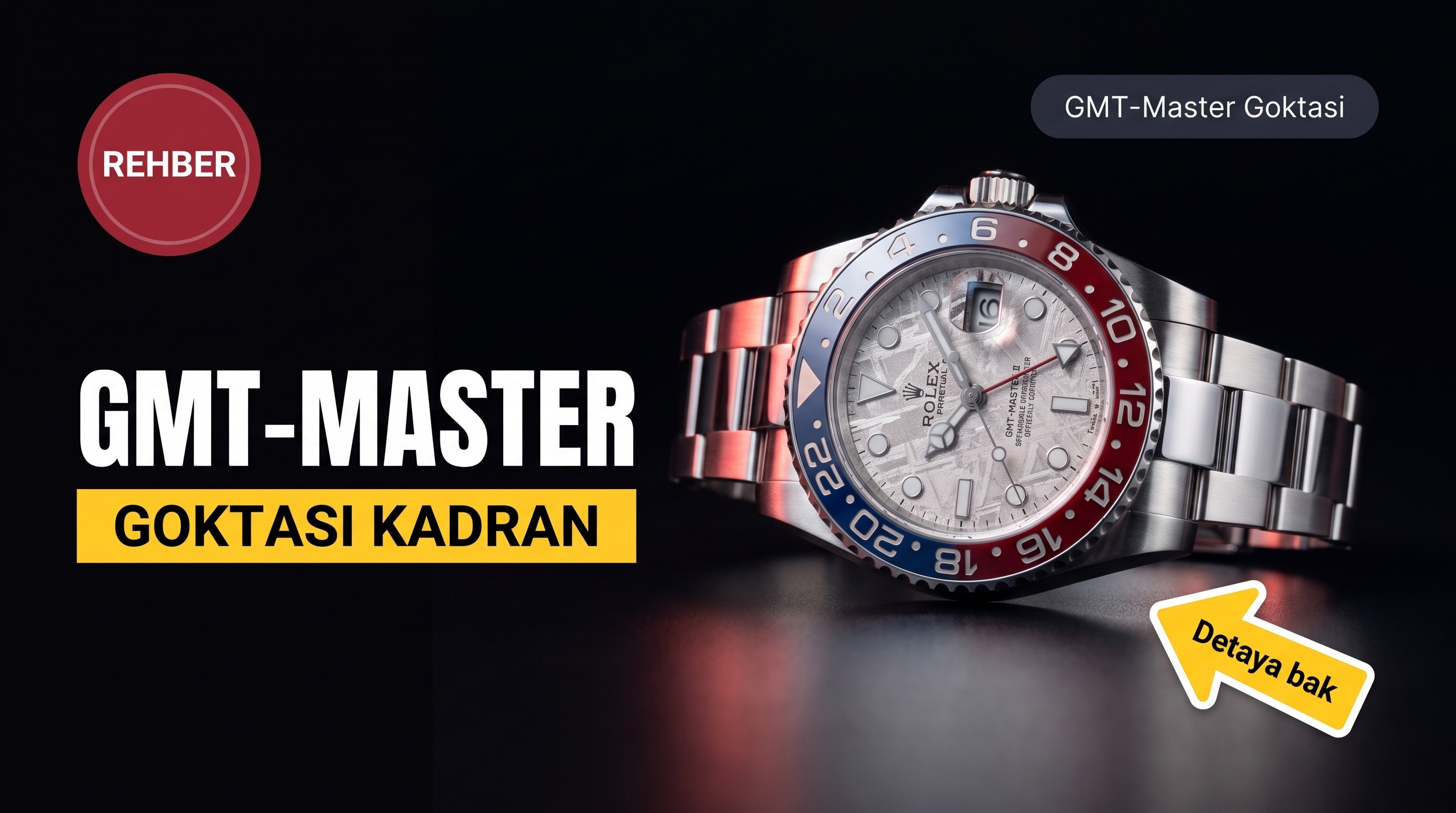 C+ fabrikası Rolex GMT kola bezelli göktaşı kadranlı 3285 mekanizmalı model: Fonksiyonlar birebir tutacak mı?