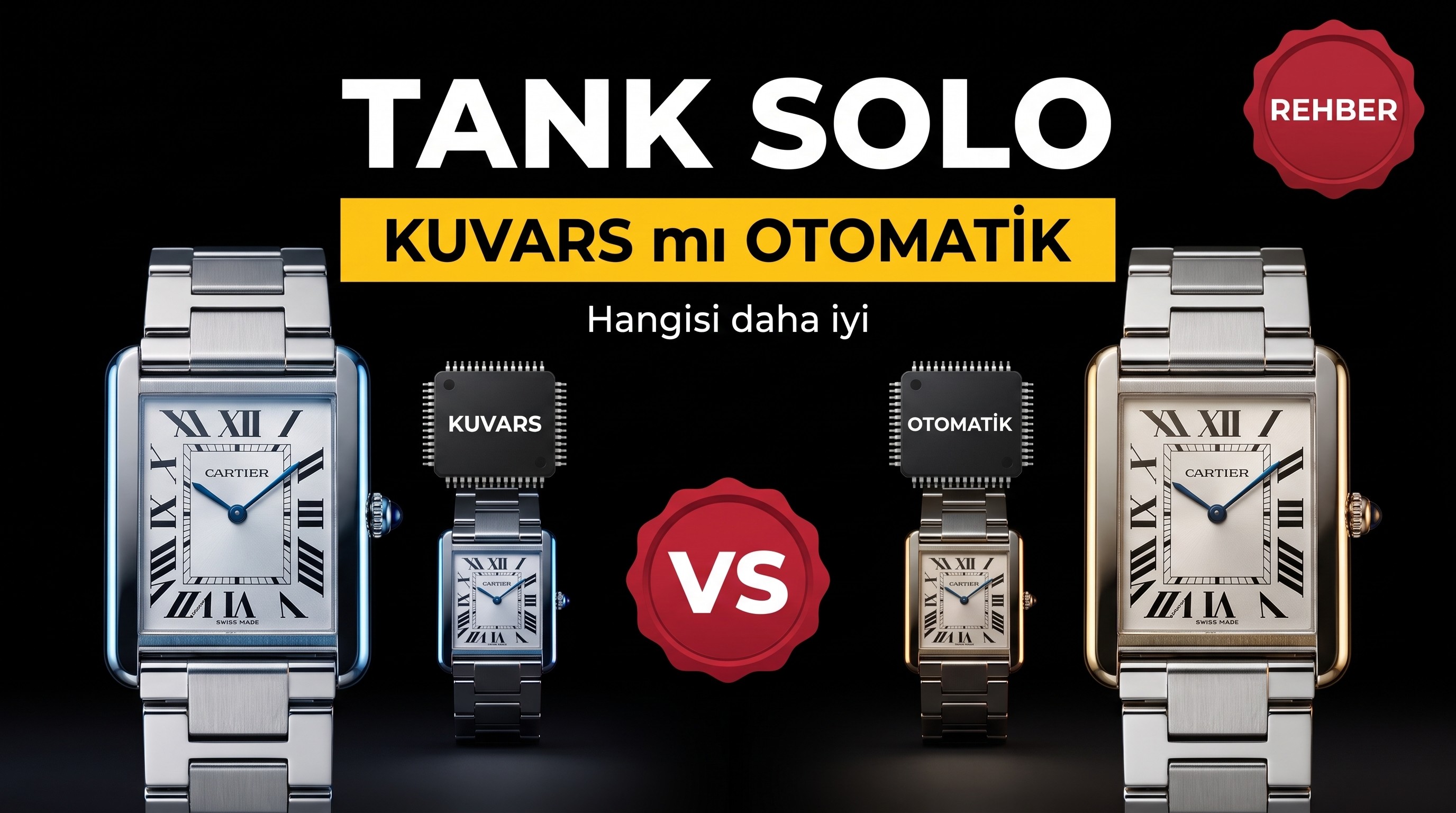 Cartier Tank Solo Kuvars ile Otomatik Karşılaştırma İncelemesi