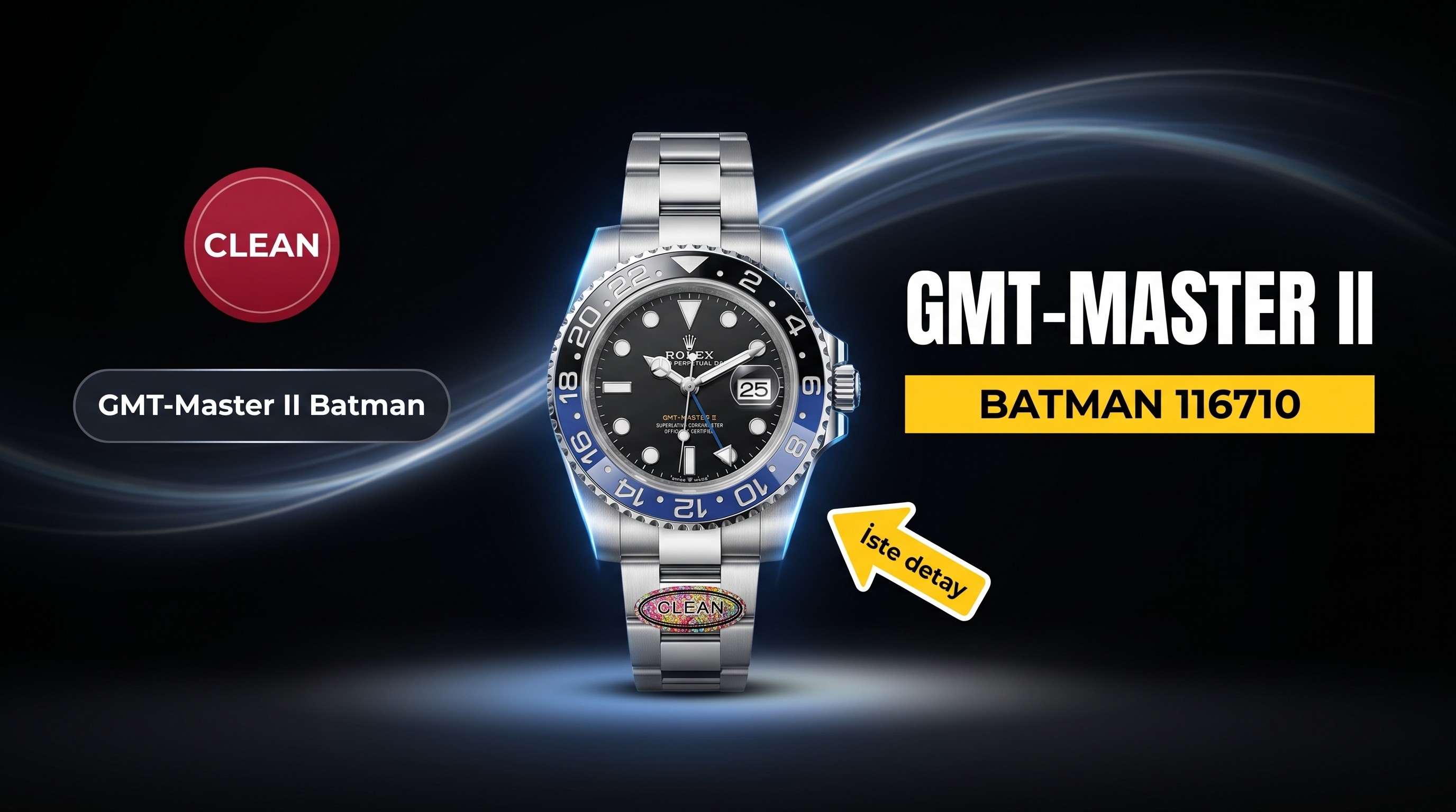 Clean Factory Replika Rolex GMT-Master II 116710BLNR Batman Piyasaya Çıktı