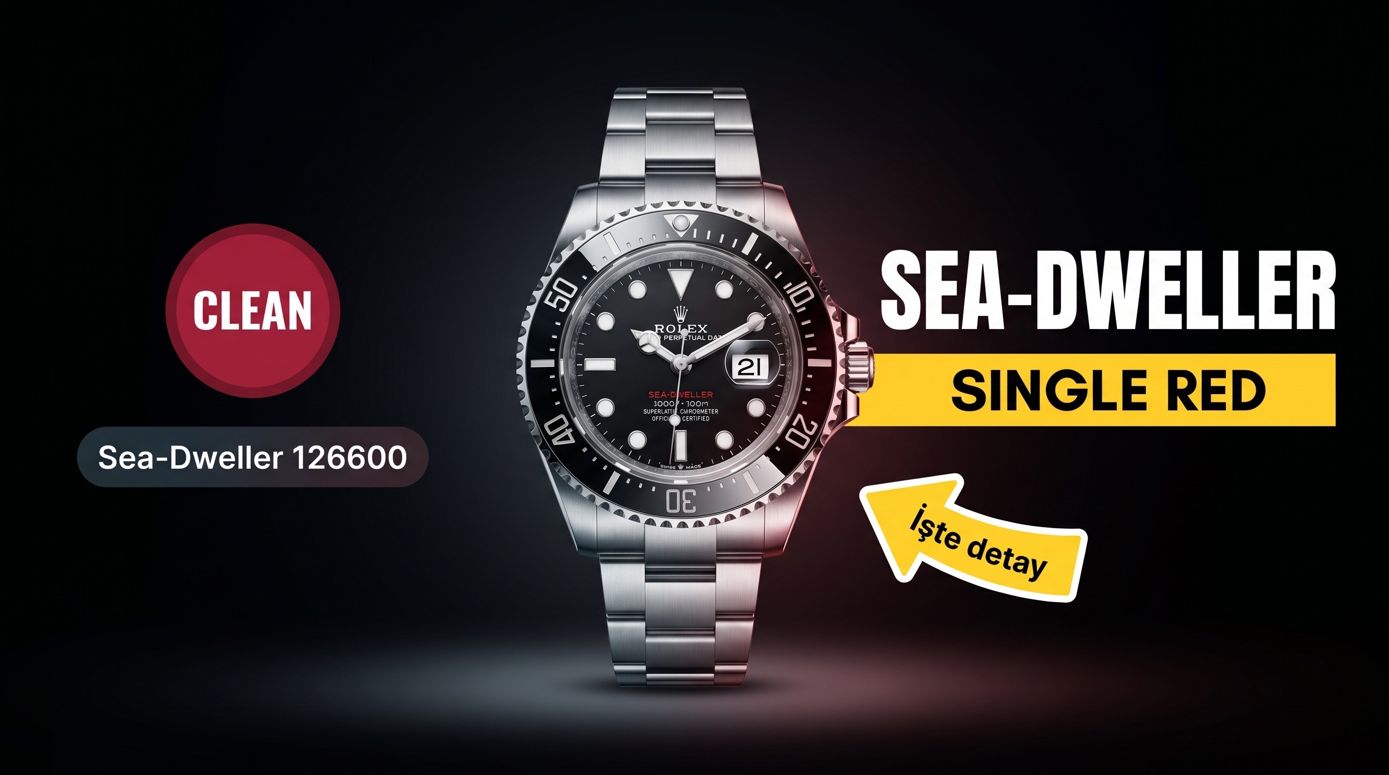 entworfen Saubere Fabrik Replik Rolex Sea-Dweller Single Red 126600