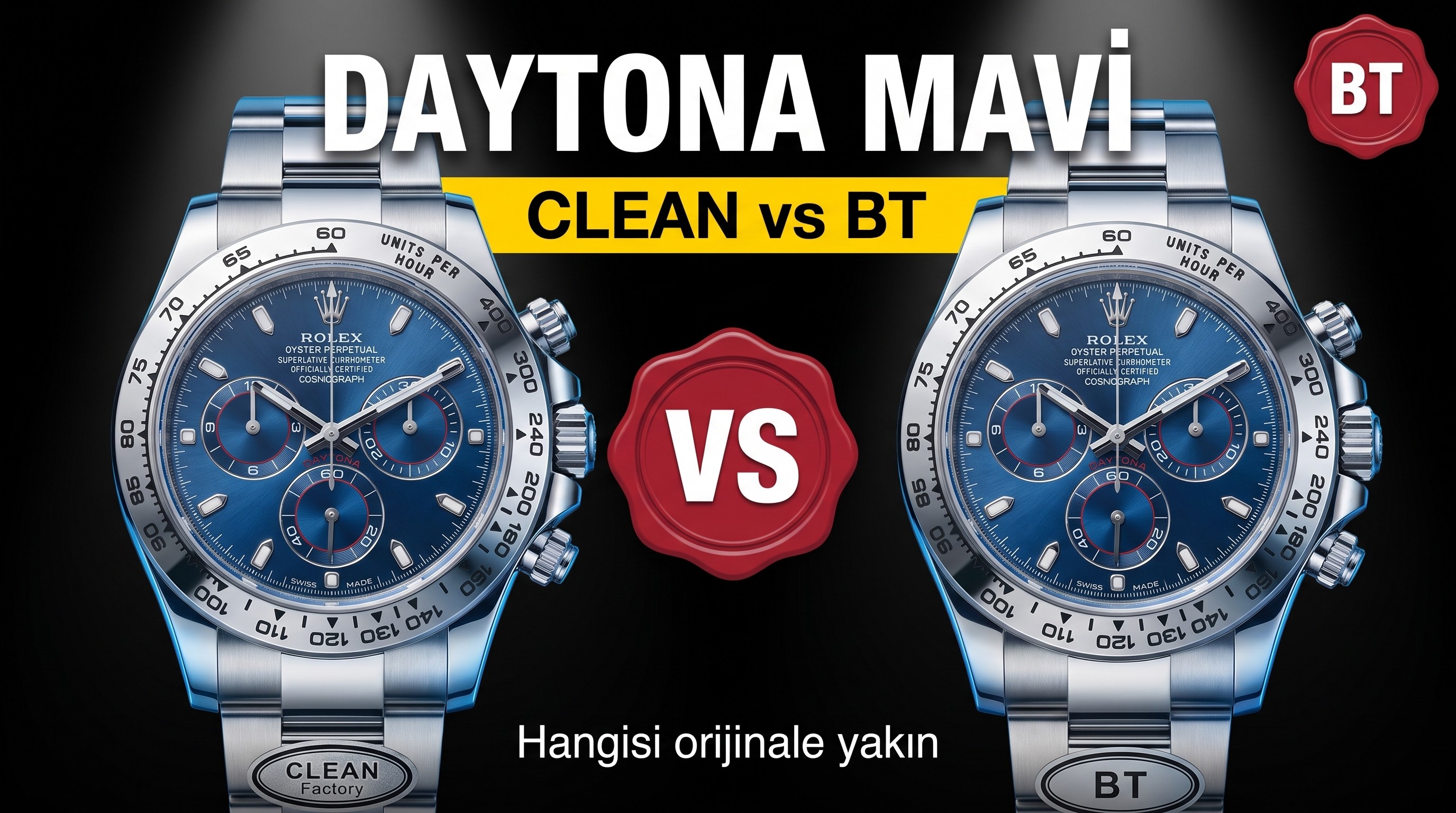 Clean Rolex Daytona Mavi Kadran ile BT Factory Karşılaştırması: Hangisi Orijinaline Daha Sadık? Nasıl Seçmeli?