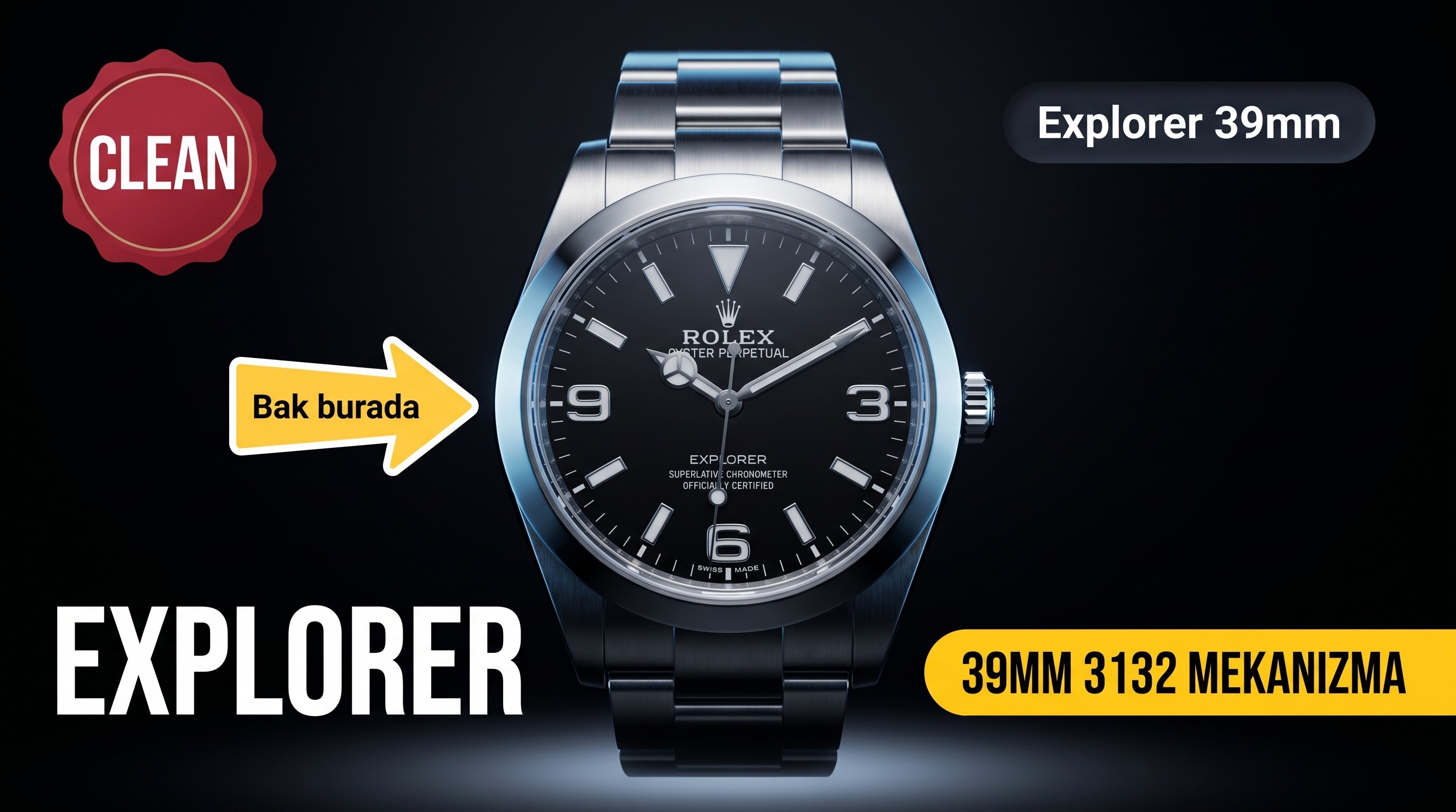 Clean Rolex Explorer 1. Nesil 3132 mekanizmalı 39 mm alınır mı?