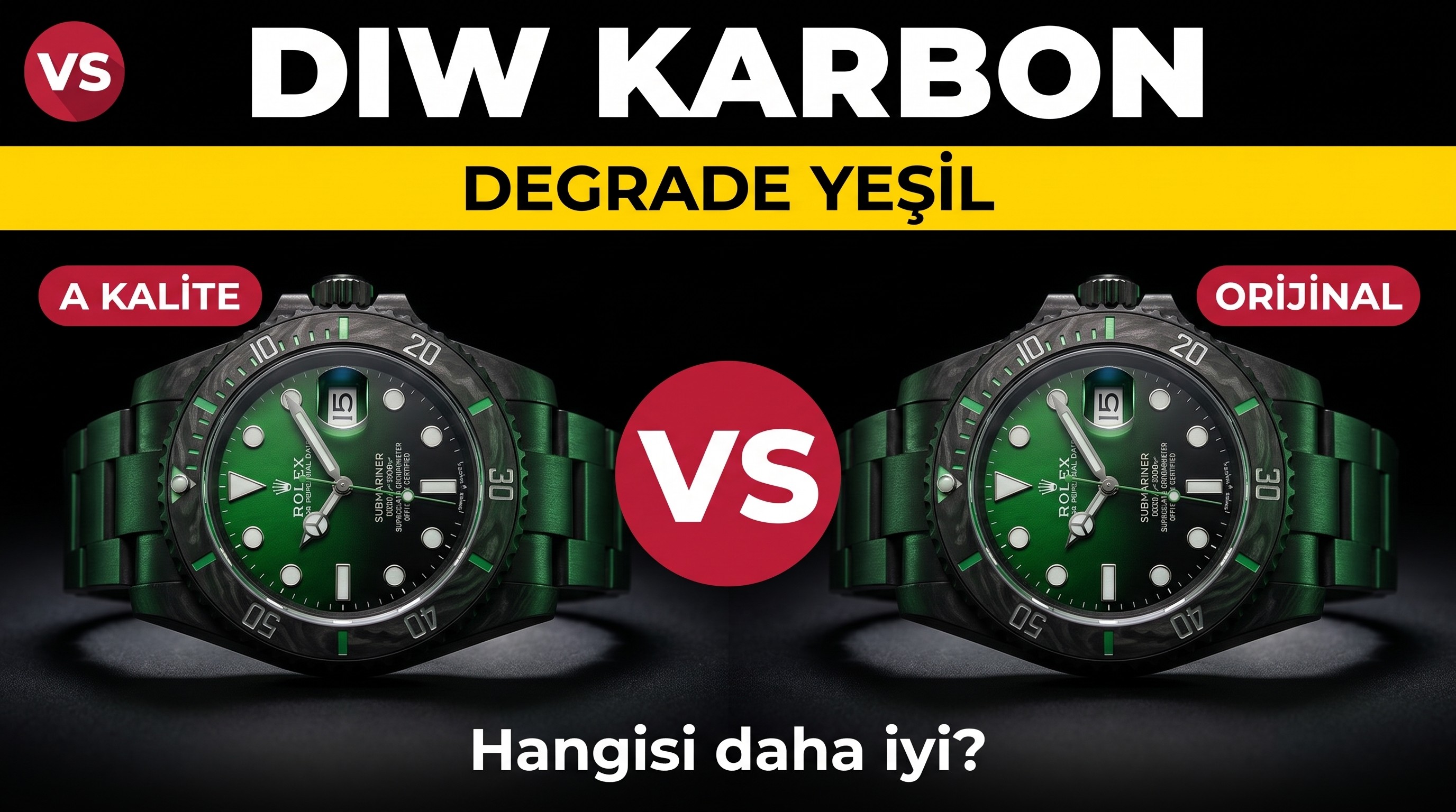Dikkat: VS Factory Rolex DIW modifiye karbon fiber degrade yeşil su hayaleti tek seferde işi çözer mi?