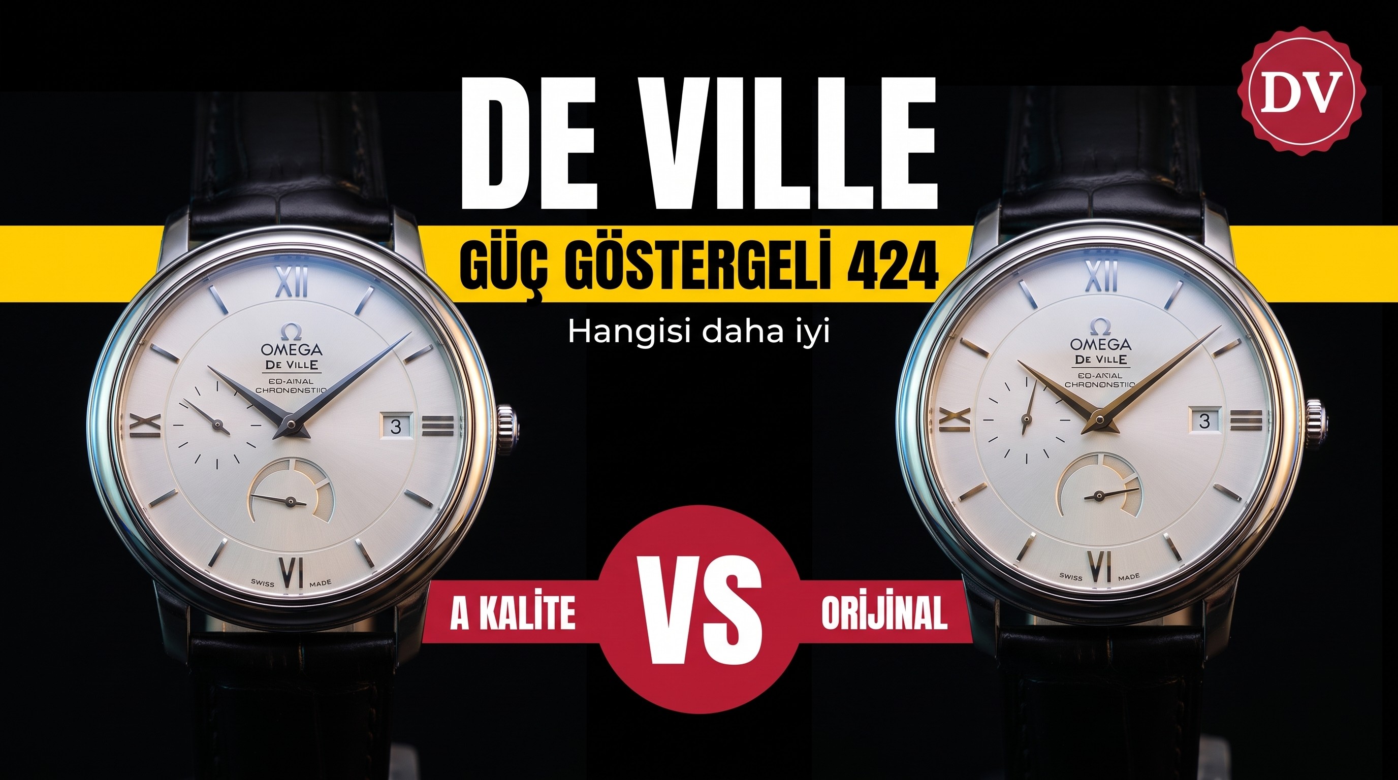 DV Factory Omega De Ville güç göstergeli 424 çok fonksiyonlu replika saat gerçek-replika karşılaştırması ve incelemesi