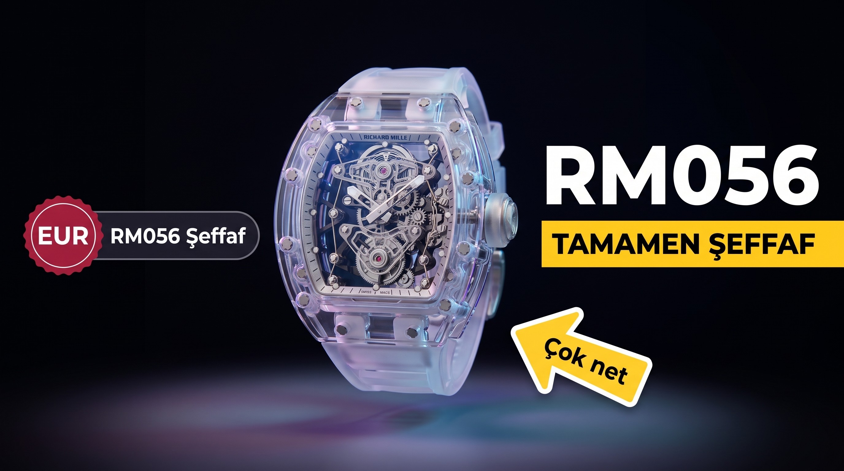 EUR Factory Richard Mille Tamamen Şeffaf Tourbillon RM056 Saat İncelemesi