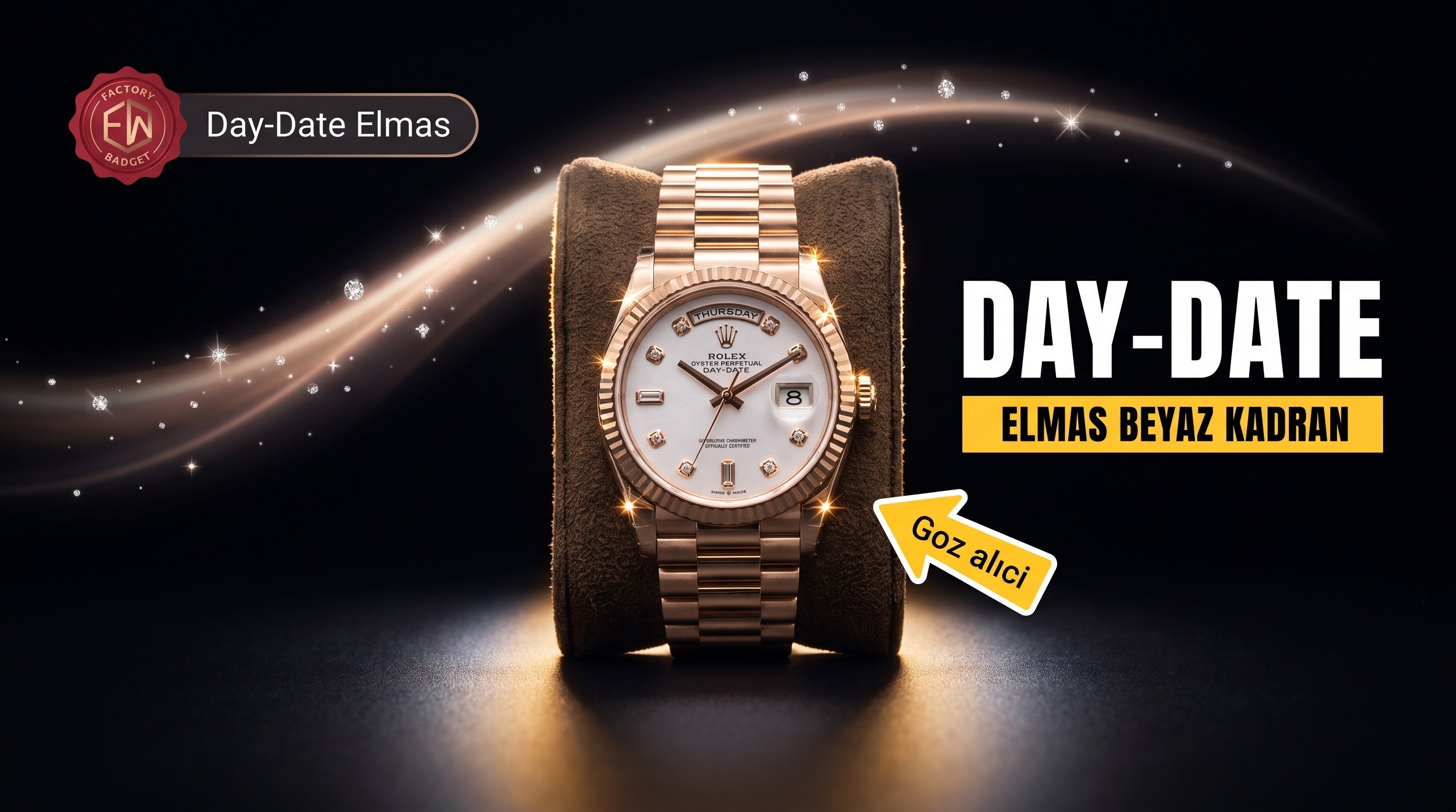 EW Factory Rolex Day-Date 40 mm 3255 Mekanizmalı (18K Elmas Kaplı Beyaz Kadran) Kol Saati İncelemesi