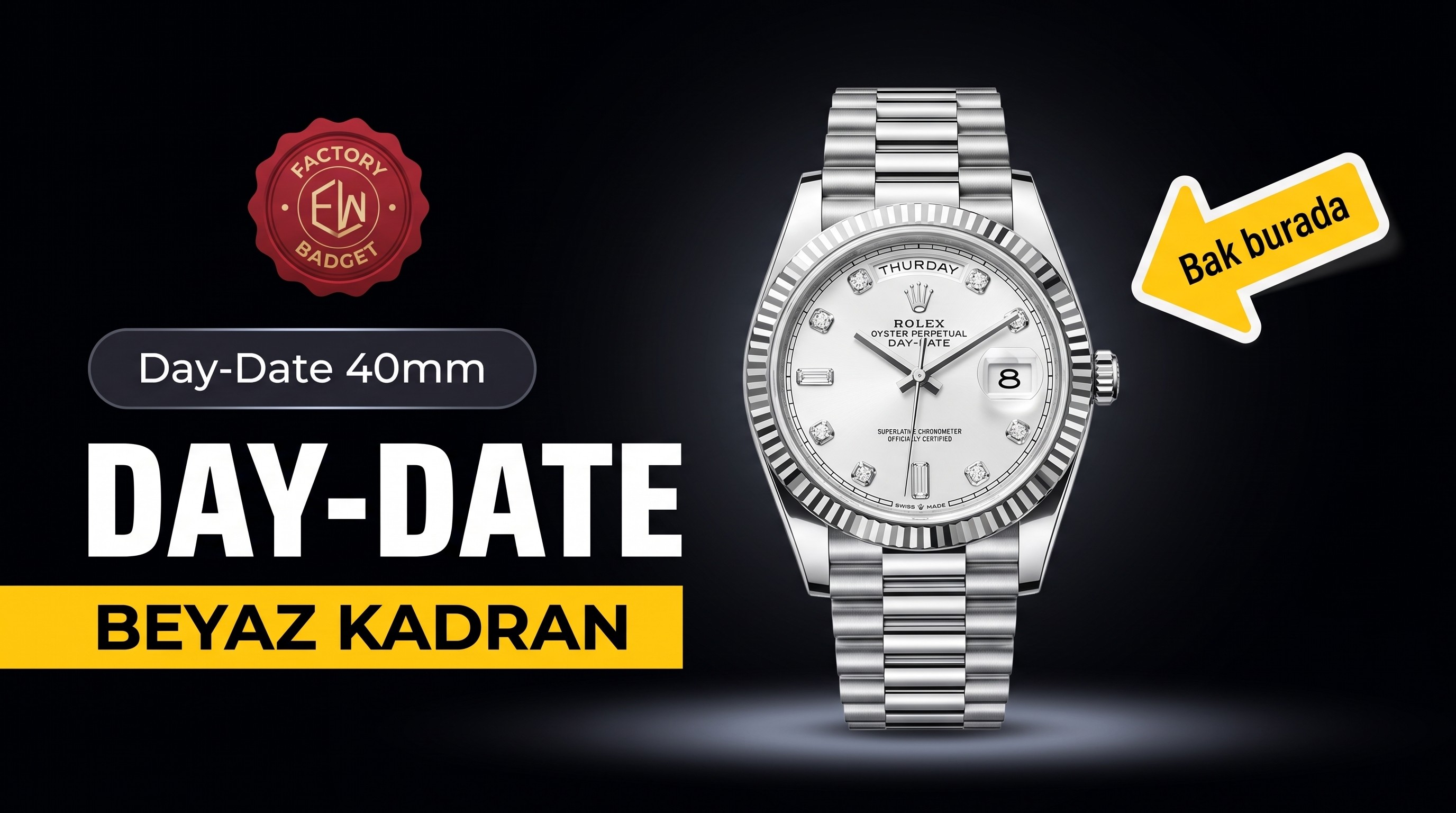 EW Factory Rolex Day-Date 40 mm 3255 mekanizmalı (beyaz kadran) saat incelemesi