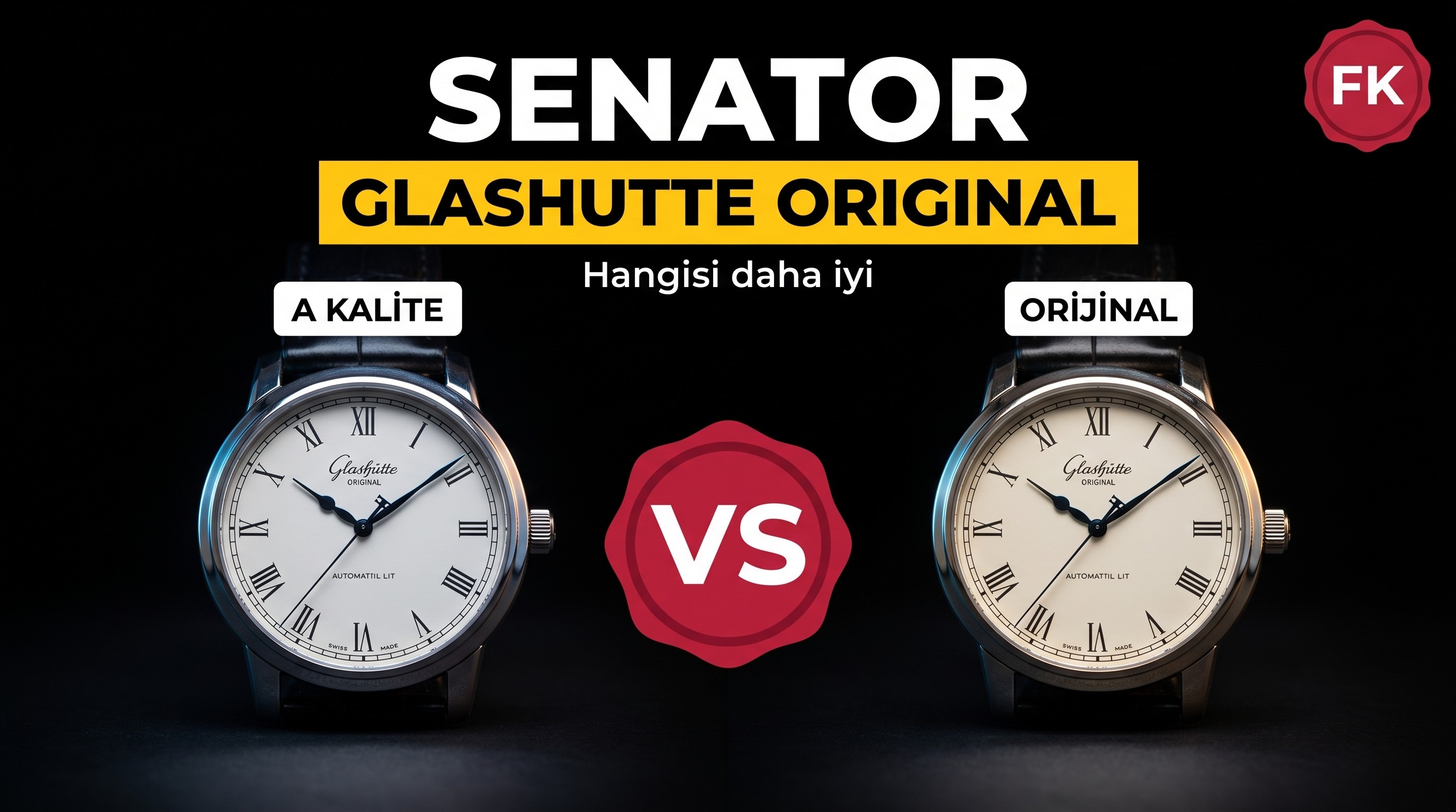 FK Factory Glashütte Original Senator Serisi 1-39-59-01-02-04 Gerçek-Replika Karşılaştırması