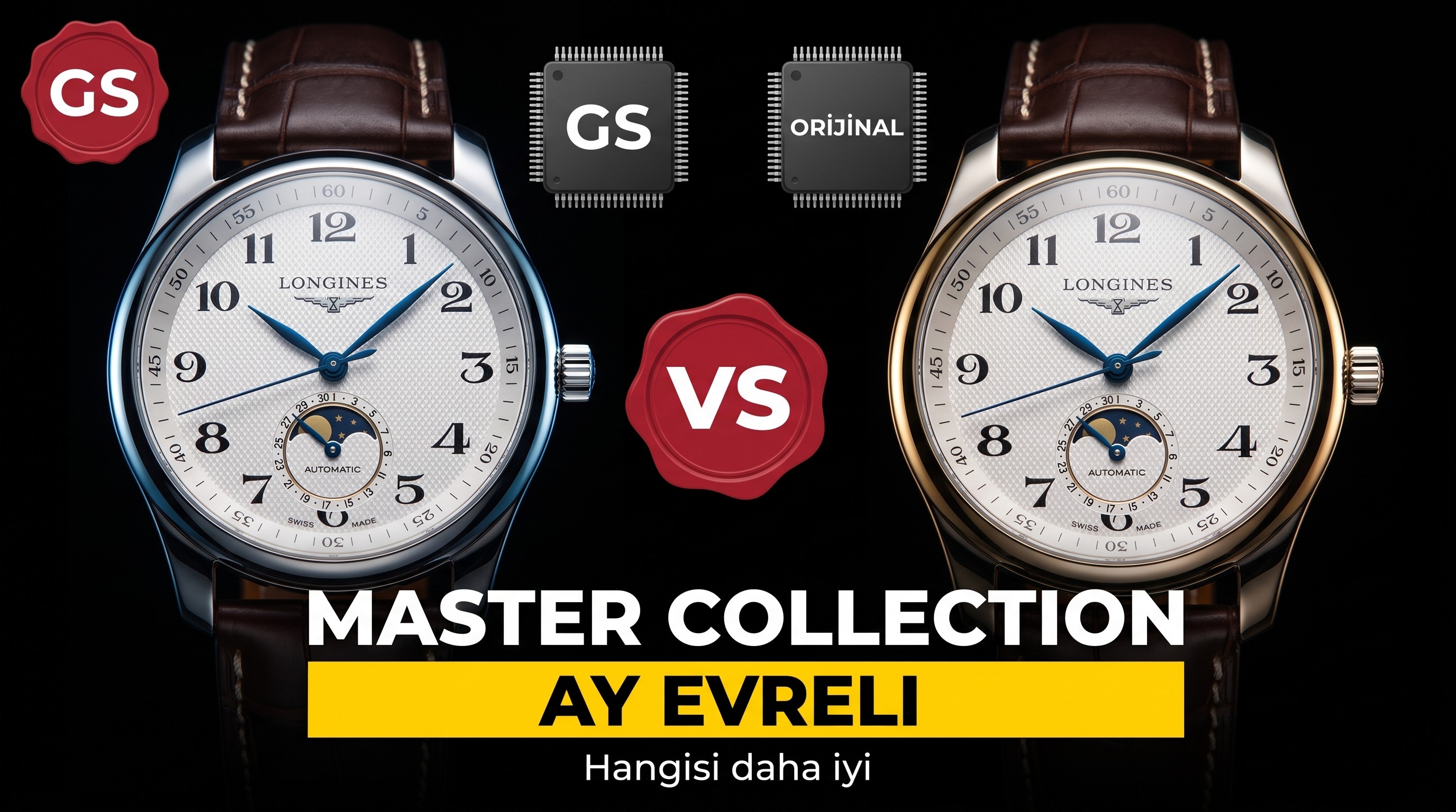 Gerçek-replika incelemesi: 2019 yeni GS Factory Longines Master Collection ay evreli, orijinaliyle karşılaştırma — almaya değer mi?