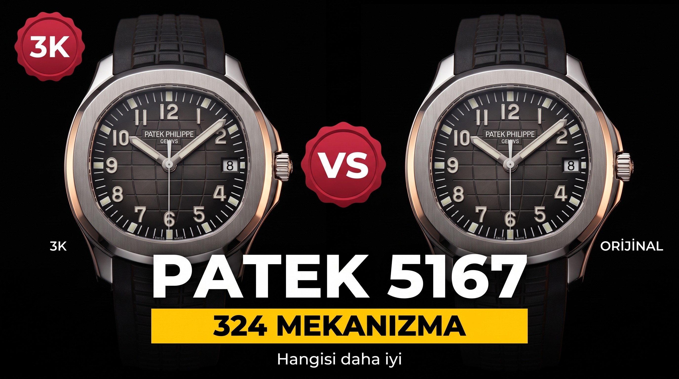 Gerçek-replika karşılaştırması: 3K Factory Patek Philippe 5167 replikasının 324 tek parça mekanizması orijinaline göre nasıl?