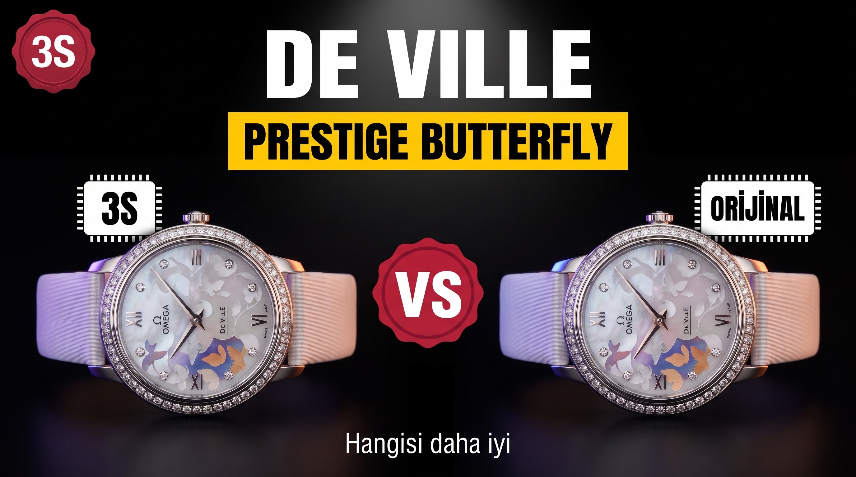 Gerçek-Replika Karşılaştırması: 3S Factory Omega De Ville Prestige Butterfly Kadın Kol Saati