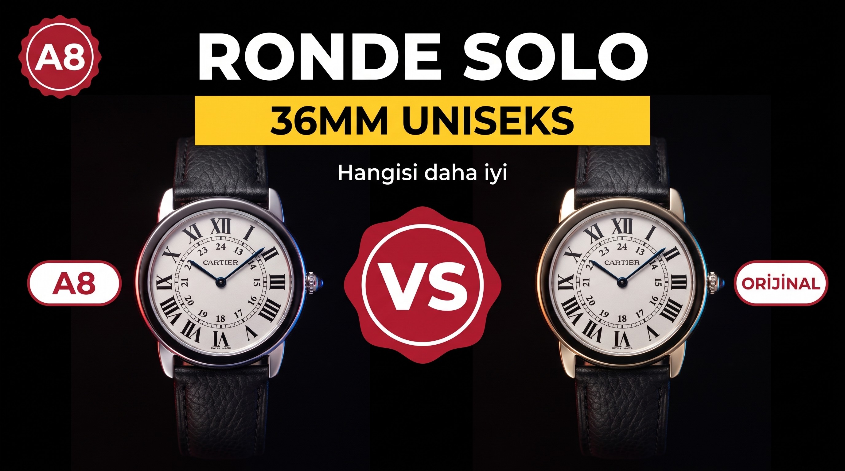 Gerçek-Replika Karşılaştırması: A8 Factory Cartier Ronde Solo 36 MM Uniseks Replika ile Orijinal Karşılaştırmalı İnceleme