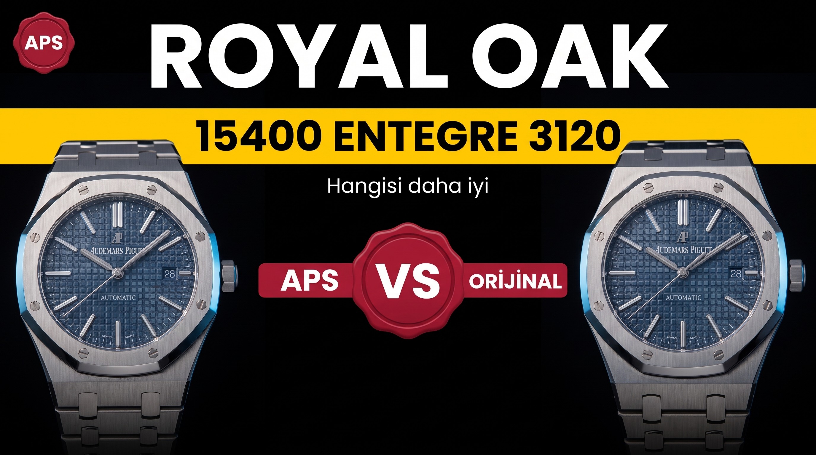 Gerçek-replika karşılaştırması: APS Factory Audemars Piguet Royal Oak 15400 entegre 3120 mekanizması