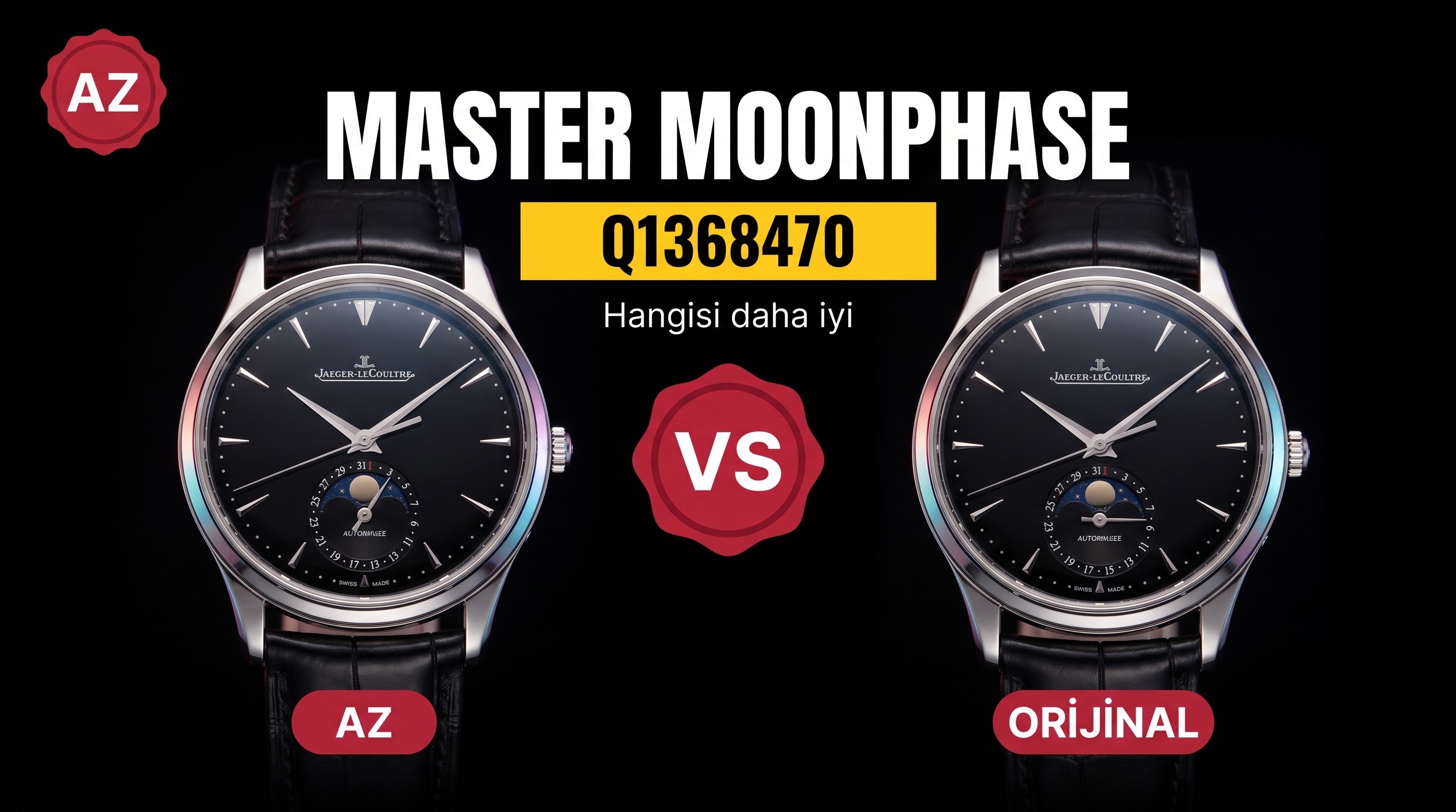 Gerçek-replika karşılaştırması: AZ Factory Jaeger-LeCoultre Master Moonphase q1368470 saati nasıl?