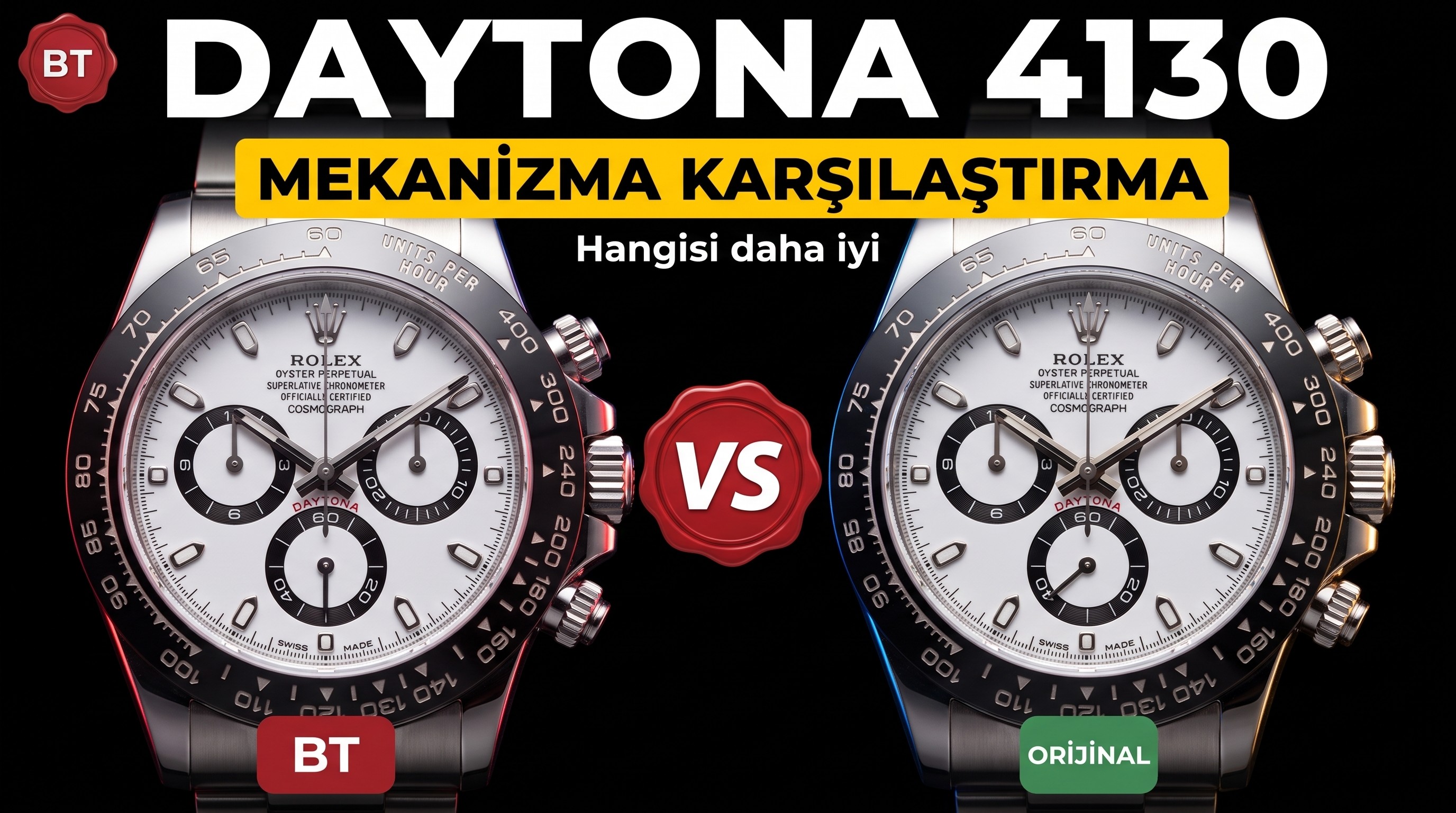 Gerçek-replika karşılaştırması: BT Factory/better Rolex Daytona 4130 mekanizması ile orijinal arasında ne fark var?