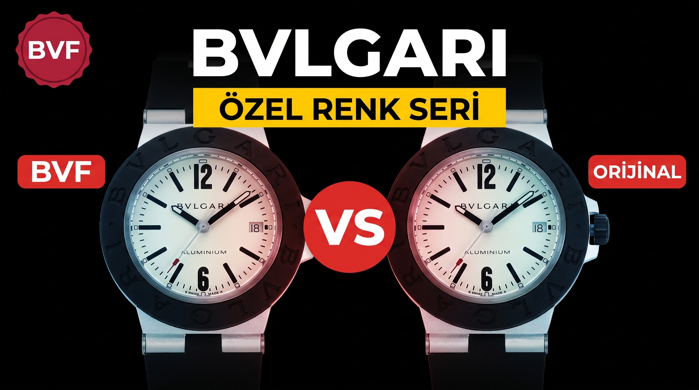 Gerçek-replika karşılaştırması: BVF Factory Bulgari 103539 STEVE AOKI iş birliği üç renk ok