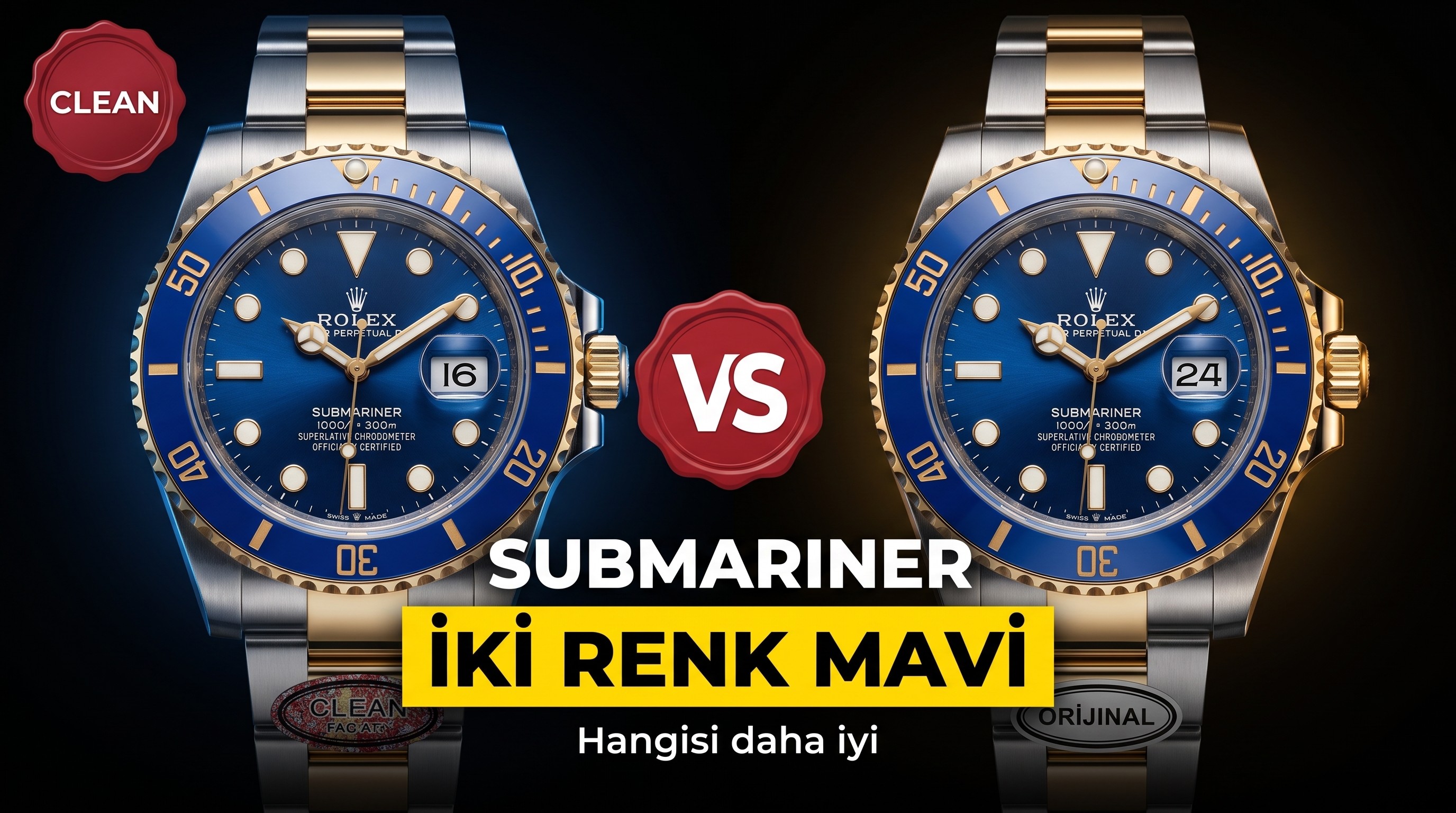 Gerçek-replika karşılaştırması: Clean iki renk mavi su hayaletinün yan tarafından çelik rengi mi görünüyor?