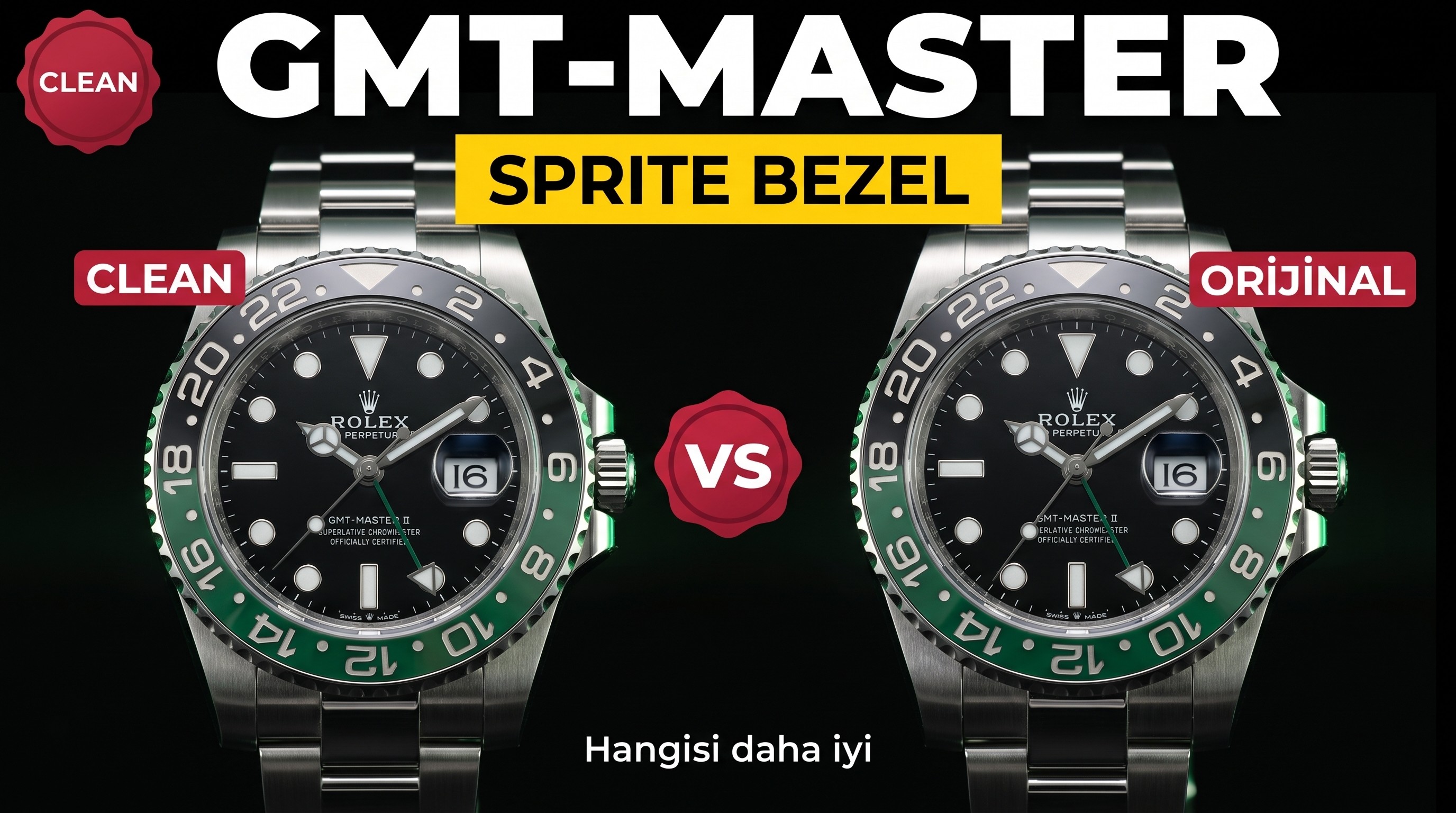 Gerçek-replika karşılaştırması: Clean Rolex GMT Sprite bezel Dandong 3285 mekanizması orijinaline uygun mu?