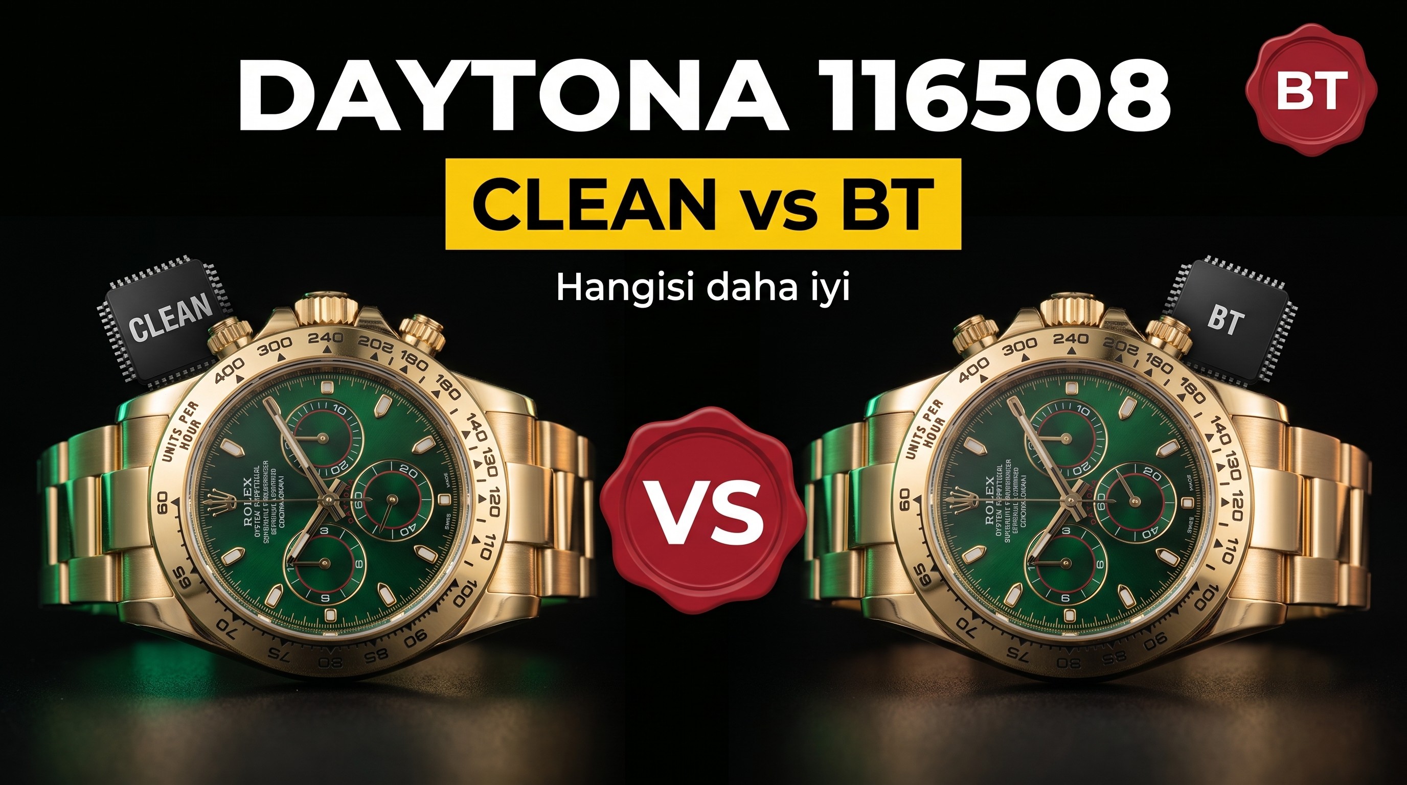 Gerçek-replika karşılaştırması: Clean yeşil-altın Daytona 116508 mu, yoksa BT Factory mı? Hangisini seçmeli?