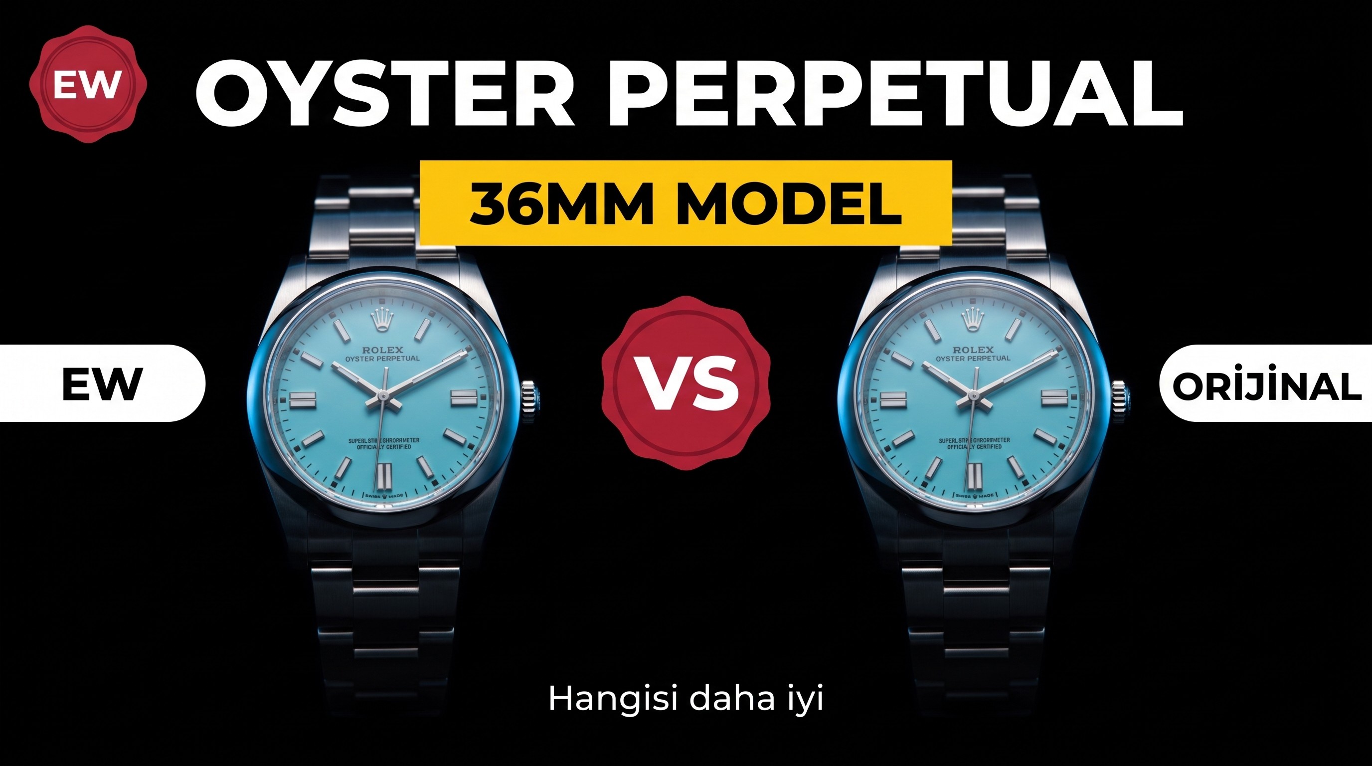 Gerçek-replika karşılaştırması: EW Factory Rolex Oyster Perpetual 36 MM replika saat incelemesi