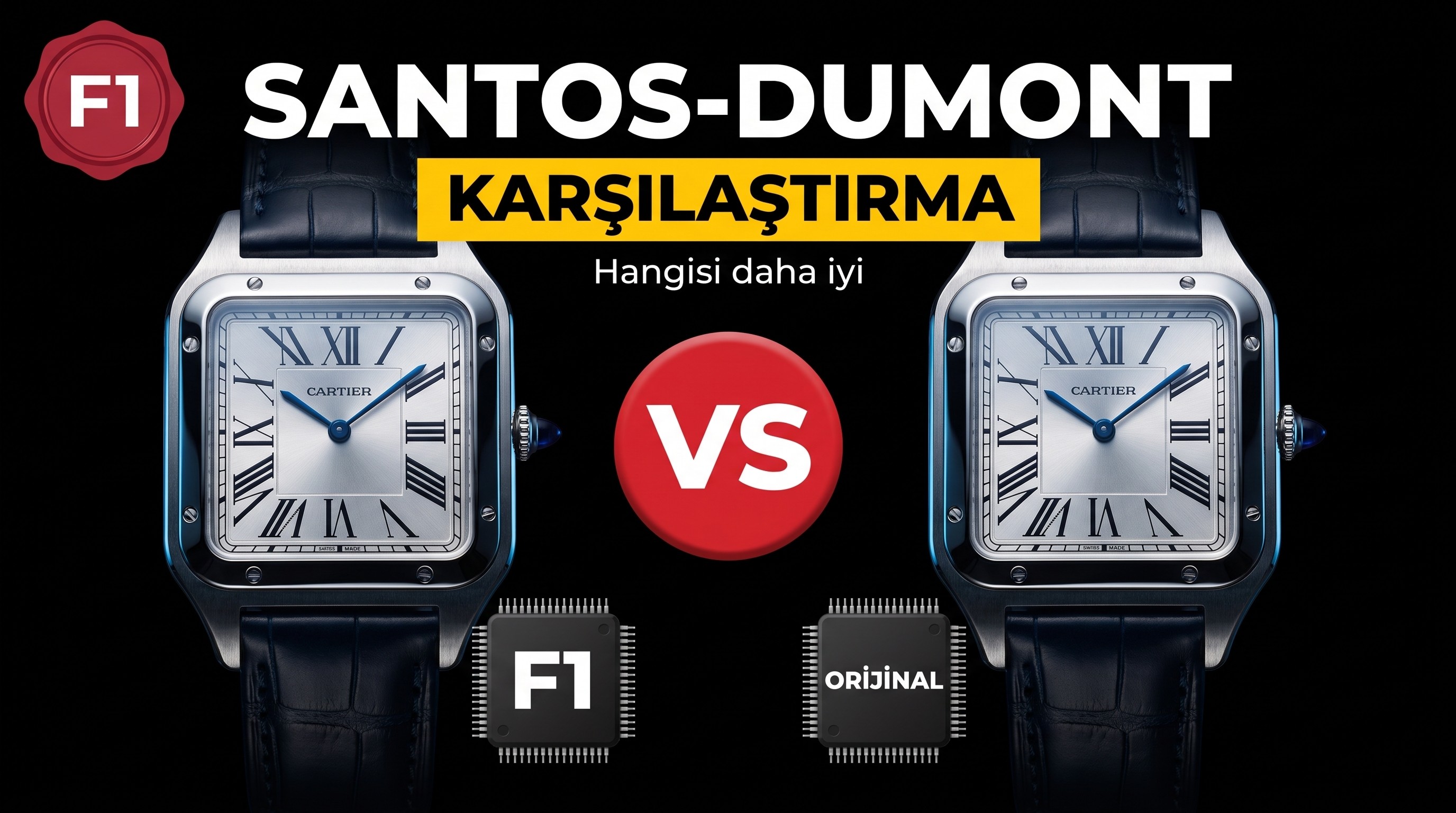 Gerçek-replika karşılaştırması: F1 Factory Cartier Santos-Dumont replika saat